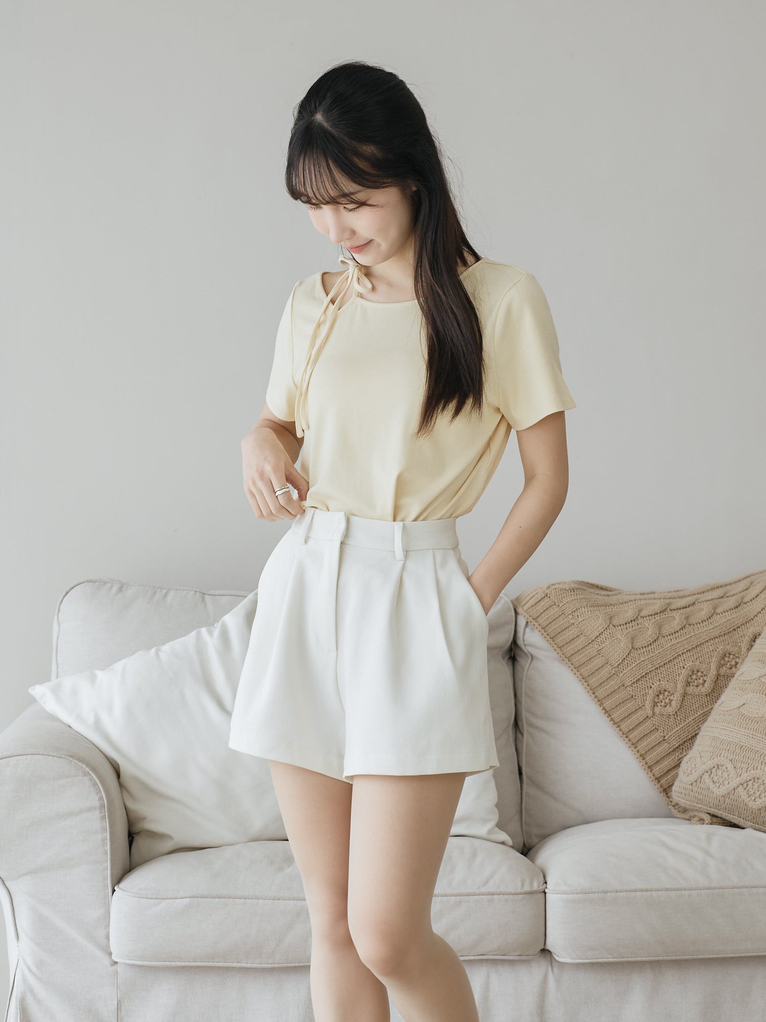 Tie Neck Cut Out Top