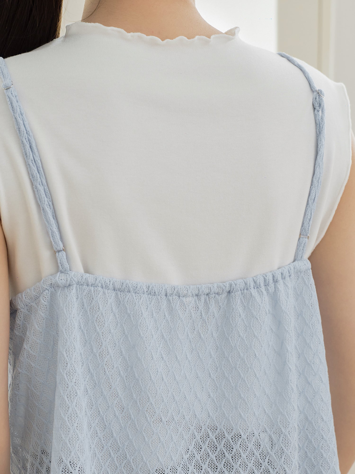 Ribboned Crochet Cami Twin Set (Including Inner Top)