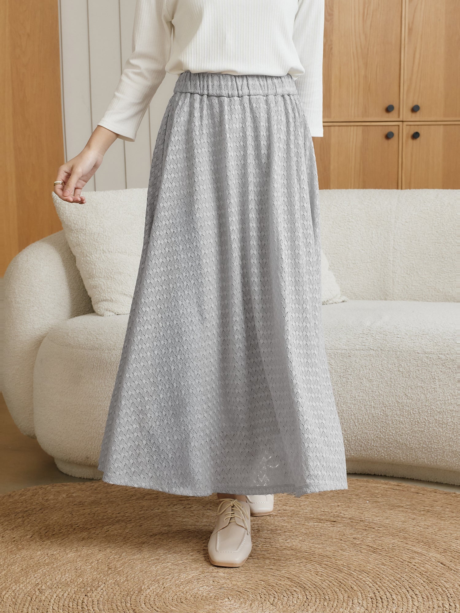 蕾絲感半身長裙