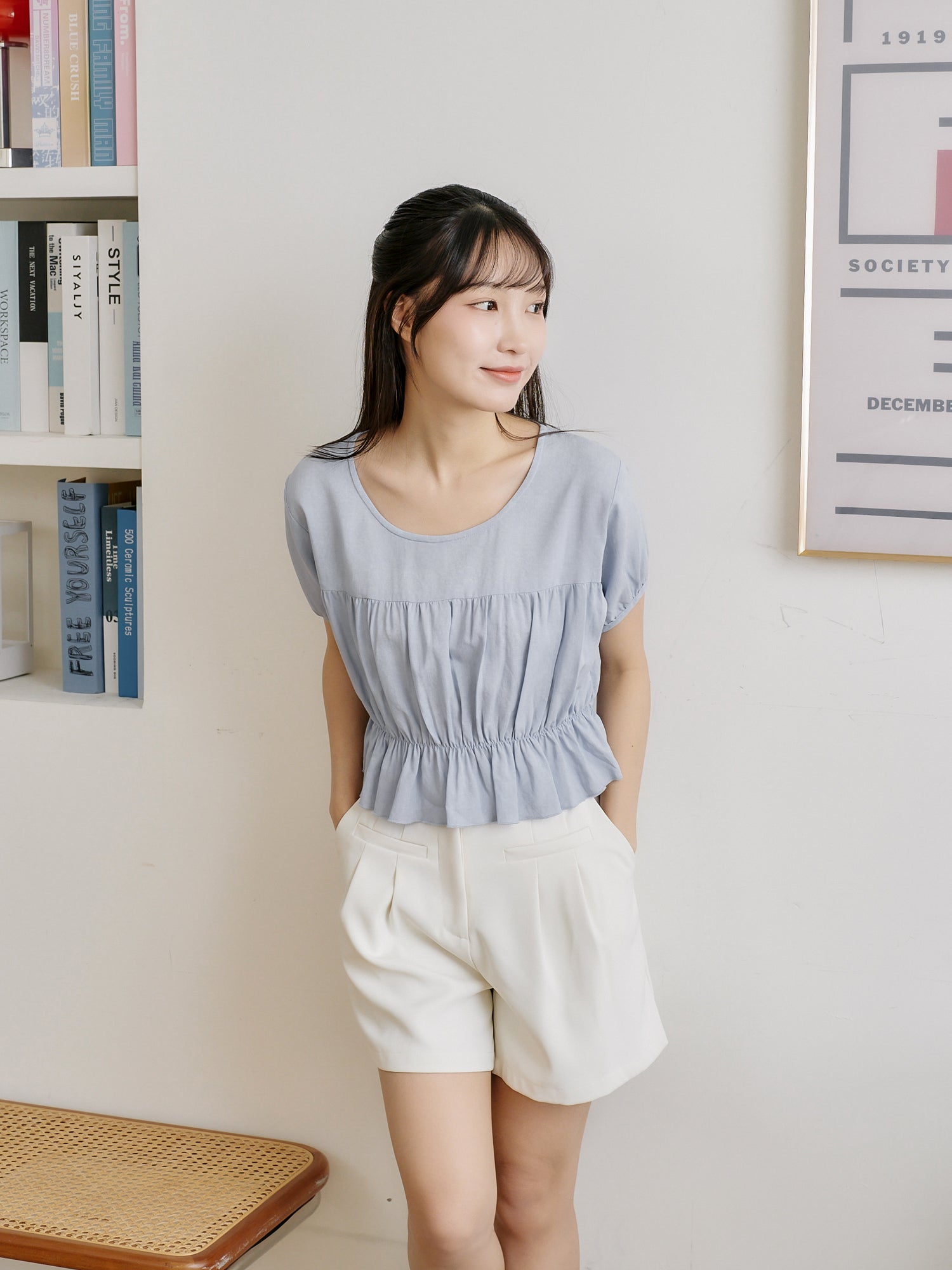 Feminine Elastic Waist Top