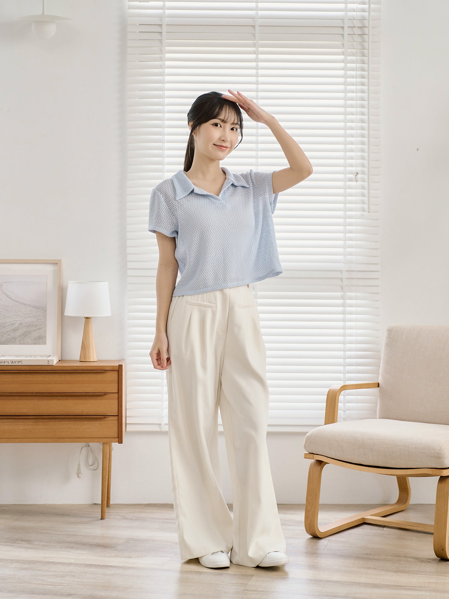 Open Collar Knit Top