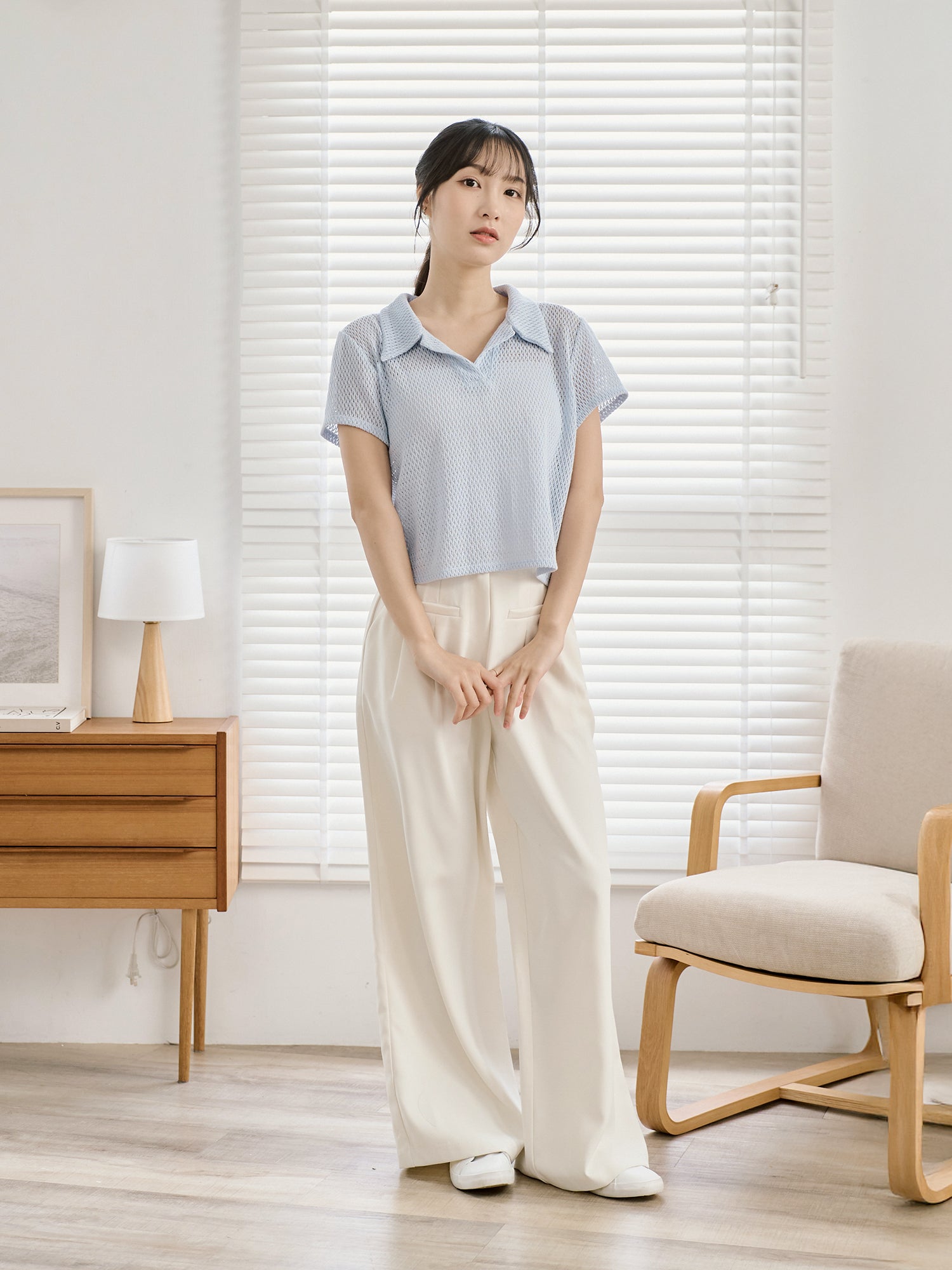 Open Collar Knit Top