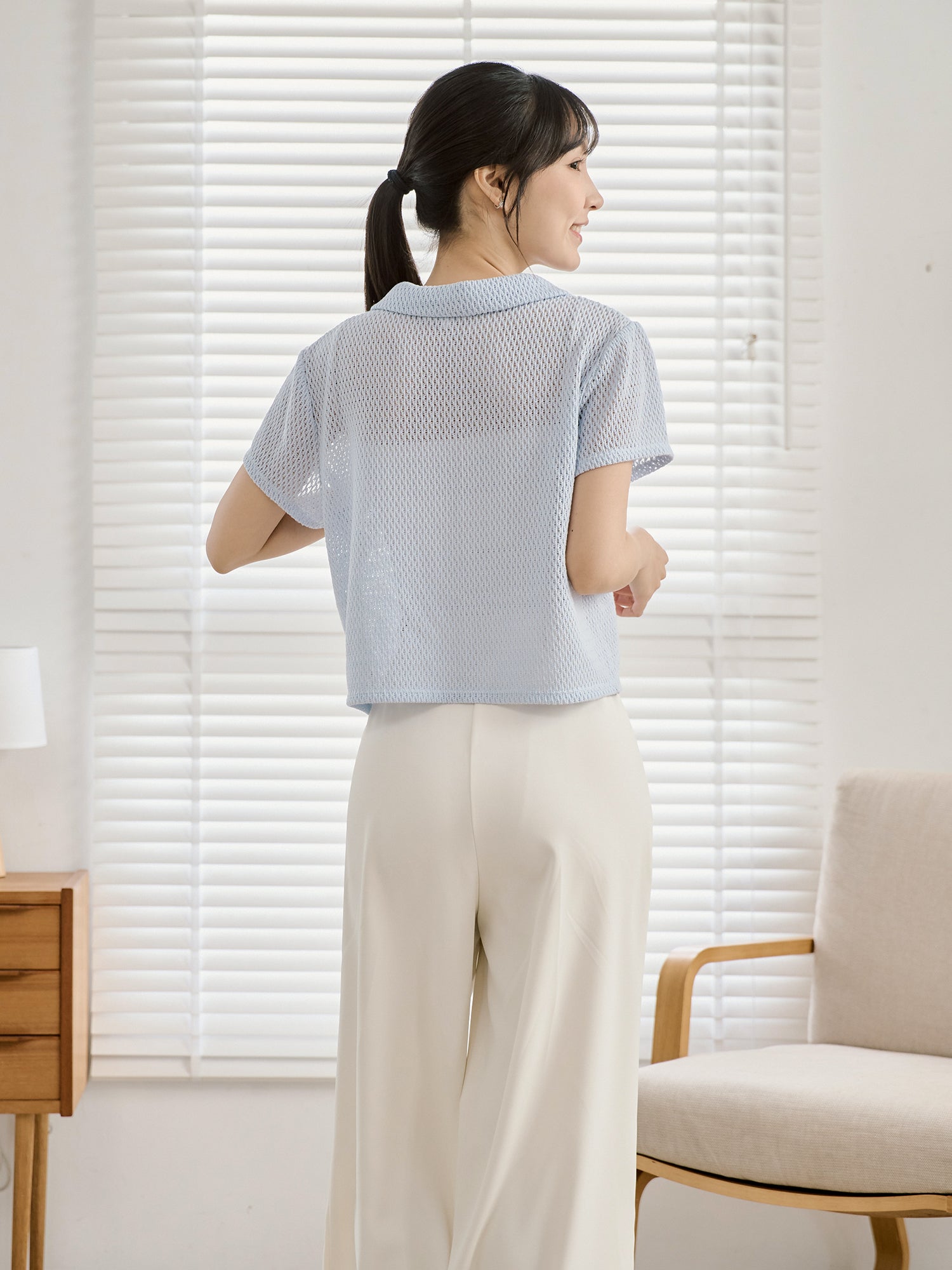 Open Collar Knit Top