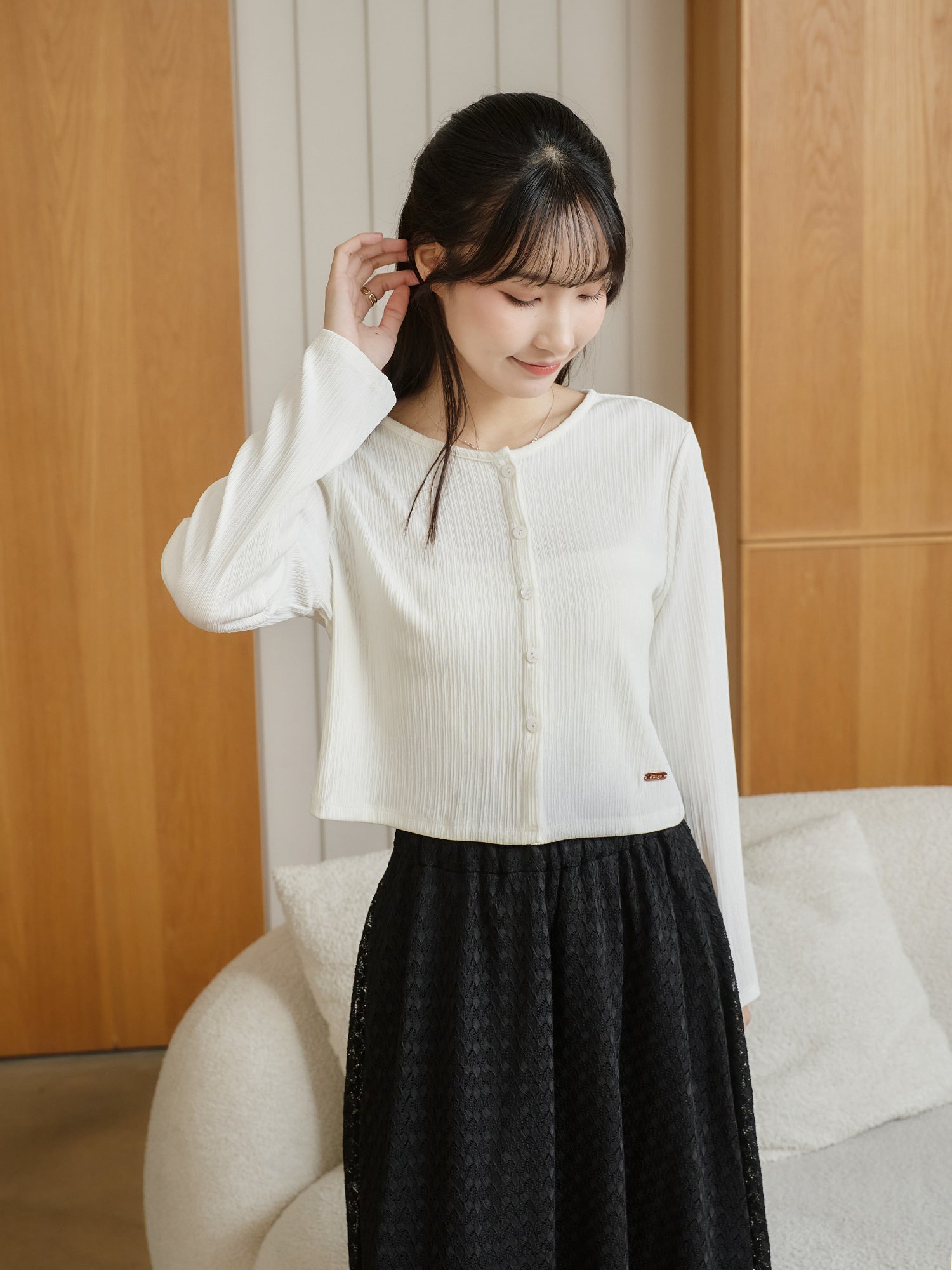 Cropped Pleated Cardigan