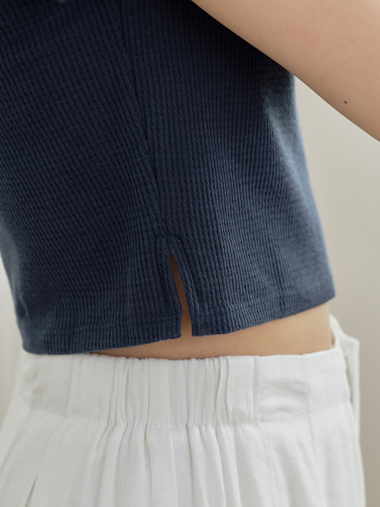 Waffle V-Neck Essential Top