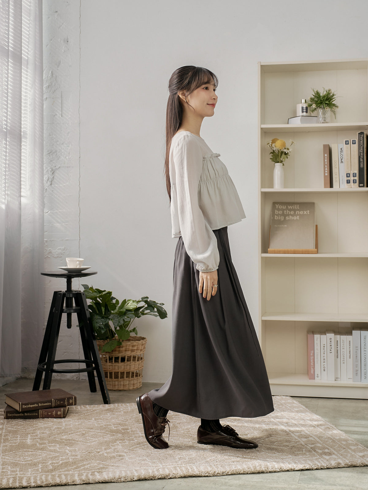 Pleated Midi Skirt With Belt