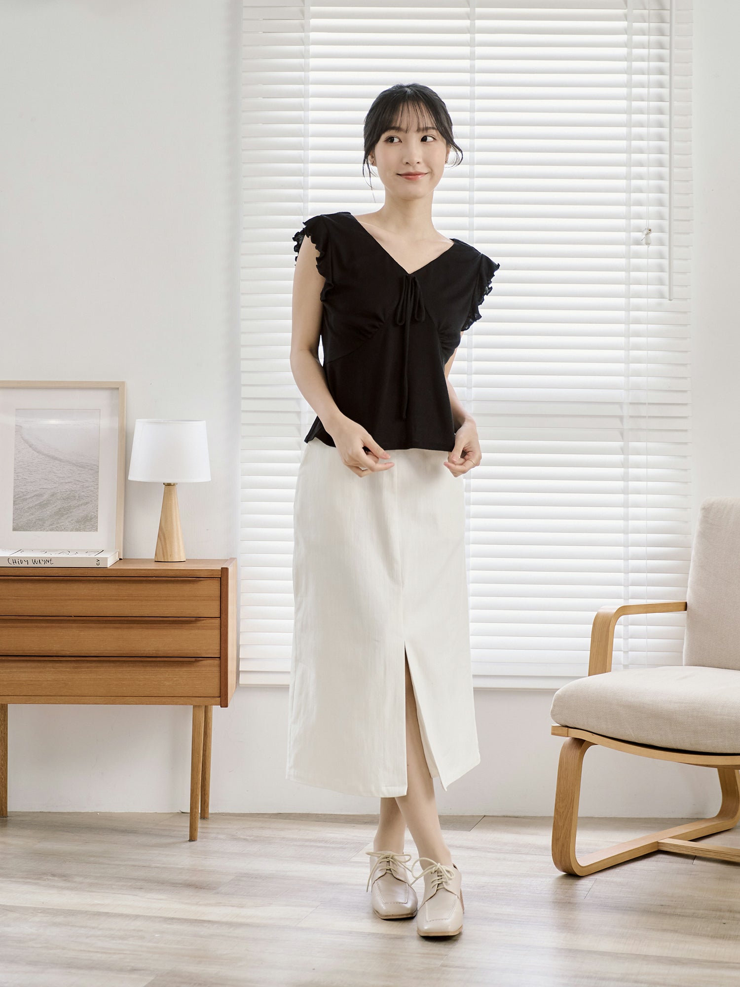 V-Neck Tie Detail Sleeveless Top