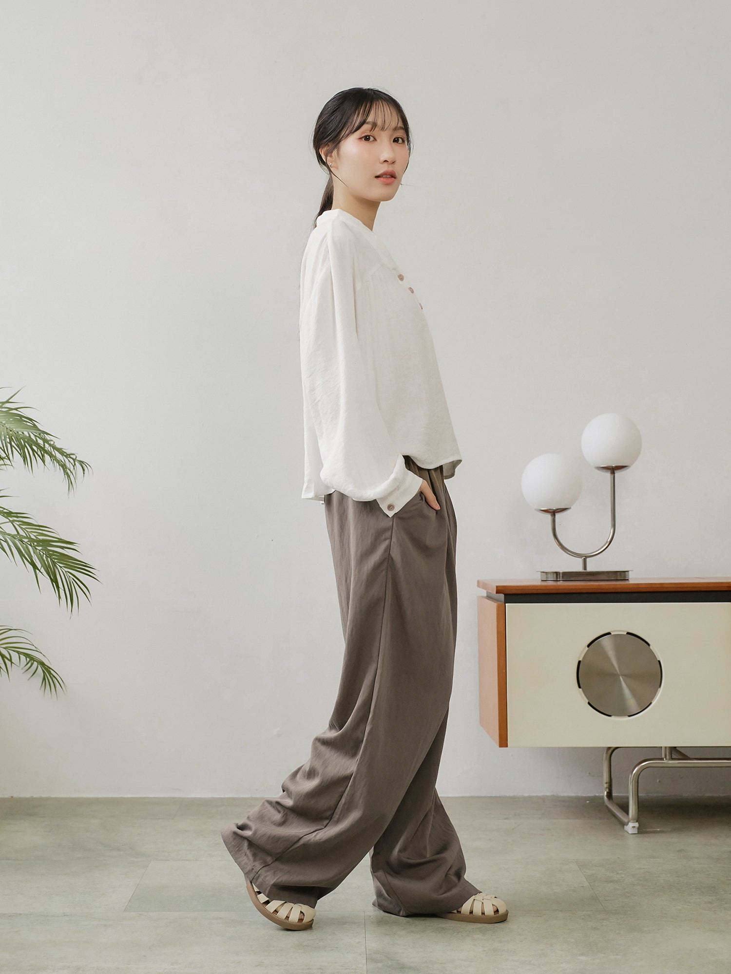 Pleated Elastic Waist Pants