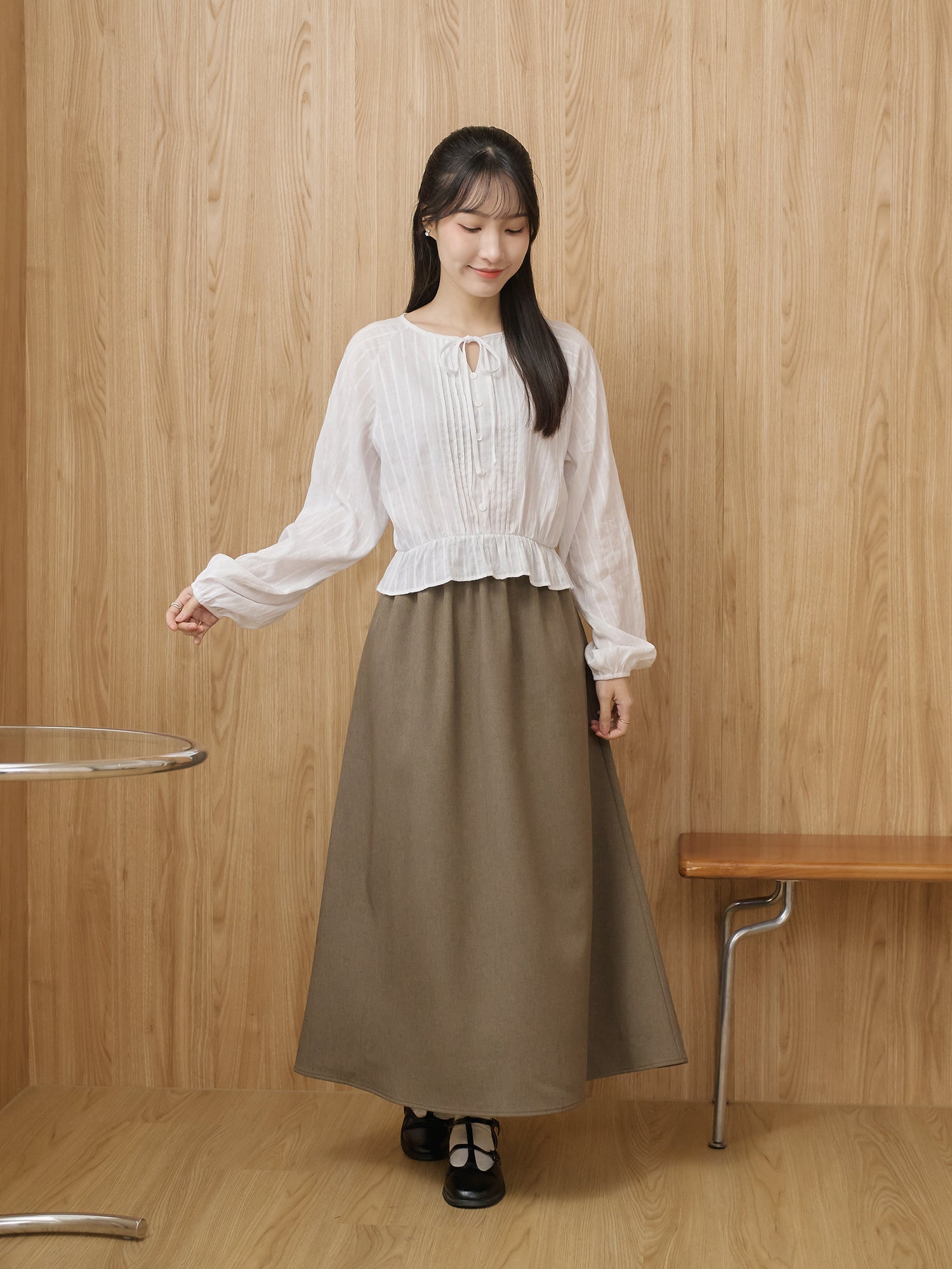 法式綁帶領口上衣