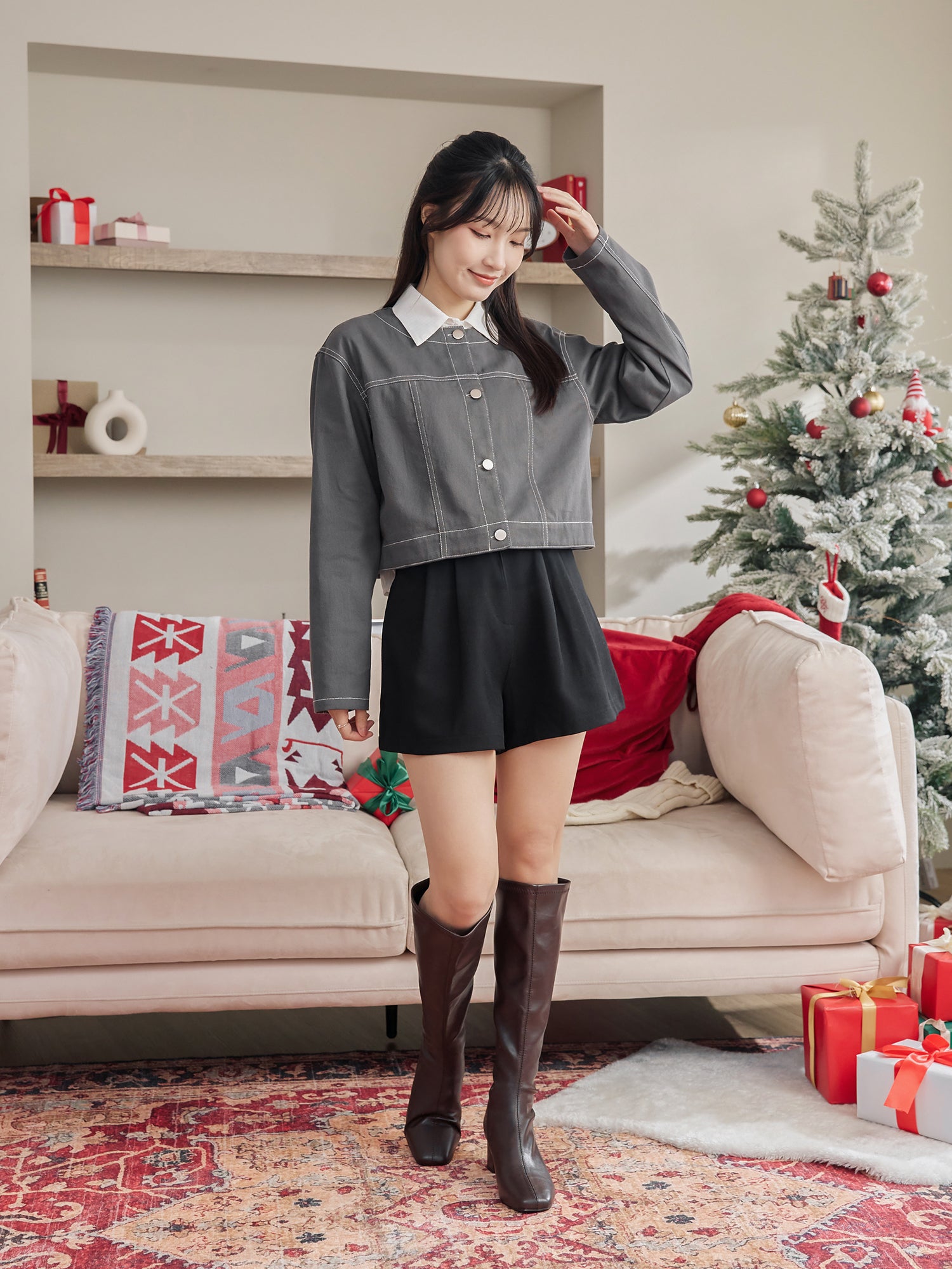 Round Neck Twill Jacket