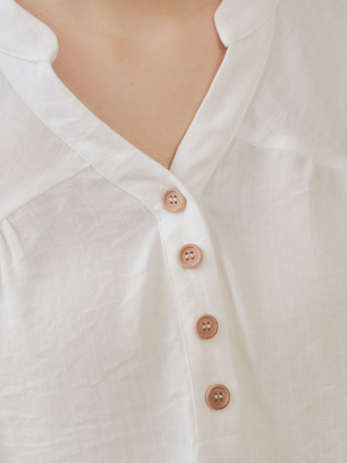 Linen Blend Buttoned Blouse