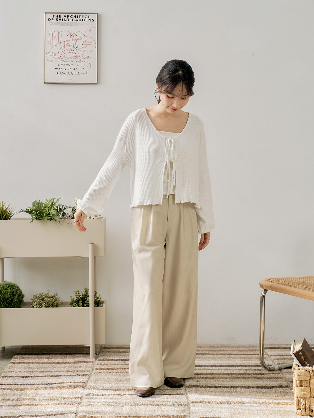 Waffle Tie Detail Cardigan