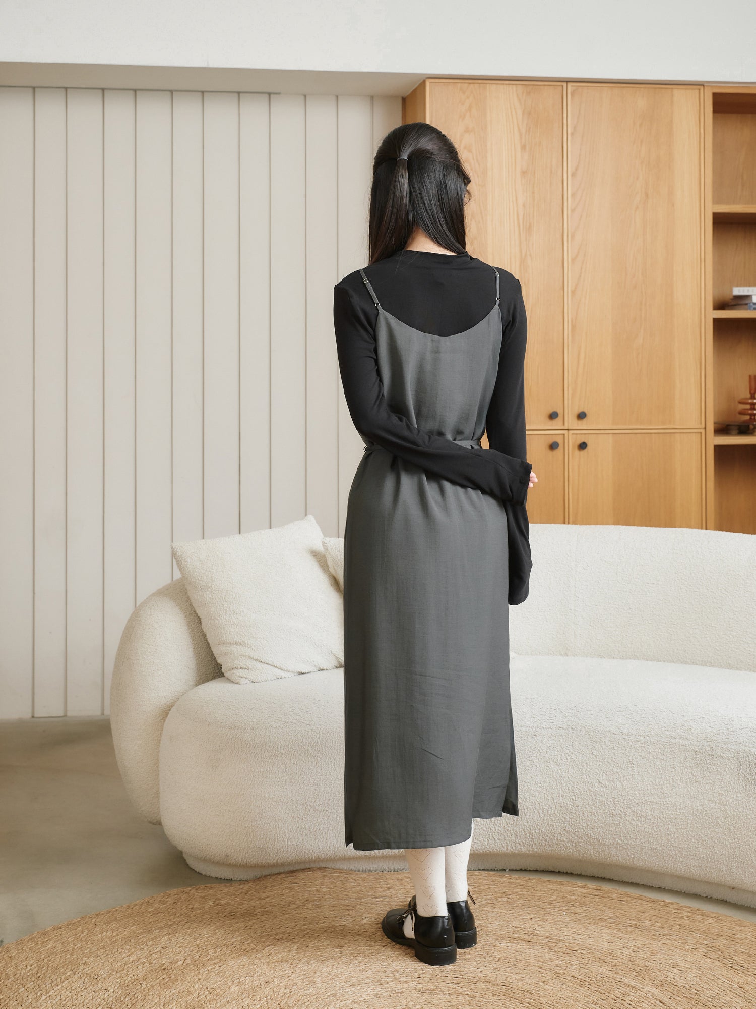 Wool-Blend Side Slit Cami Dress