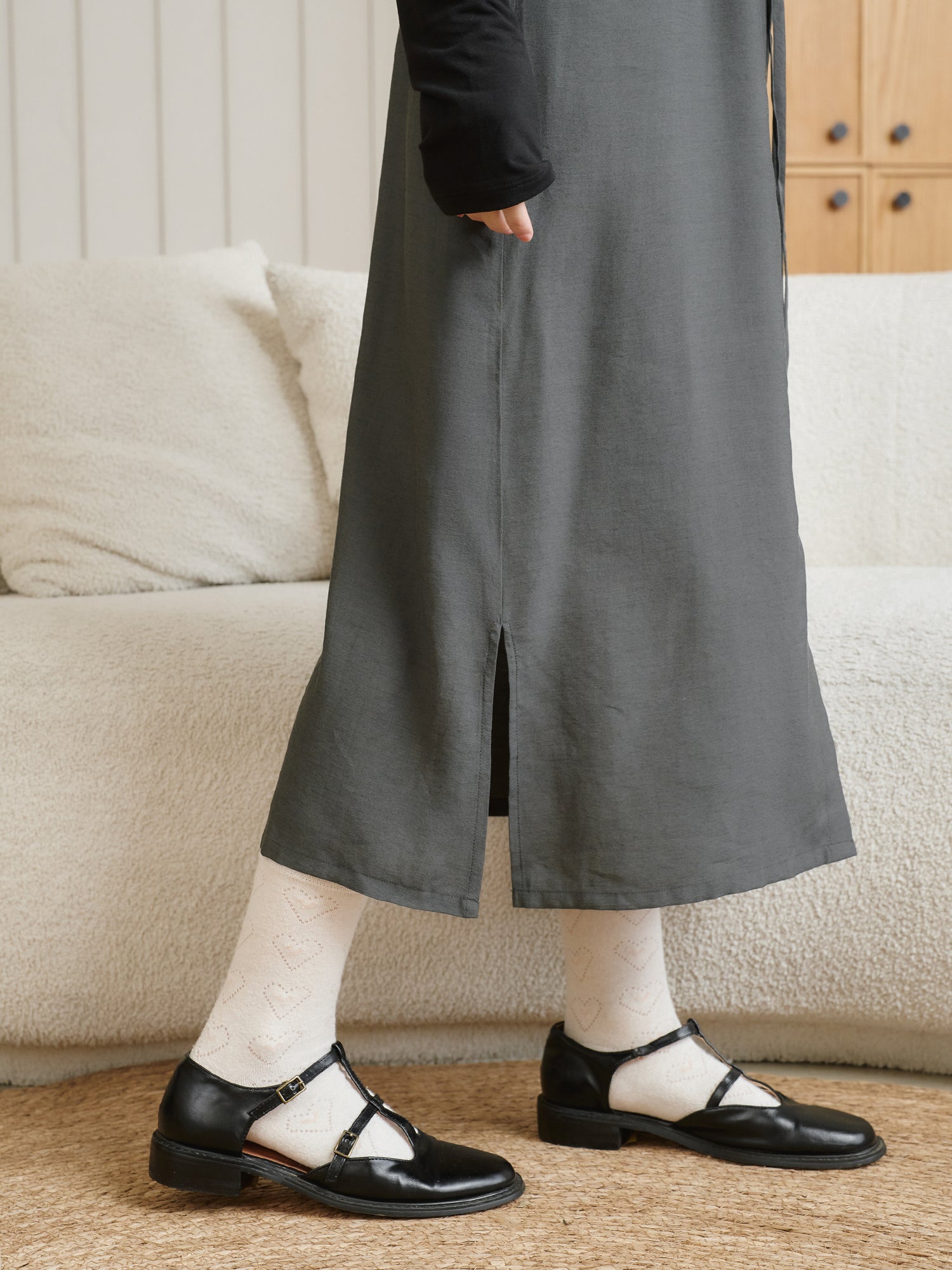 Wool-Blend Side Slit Cami Dress