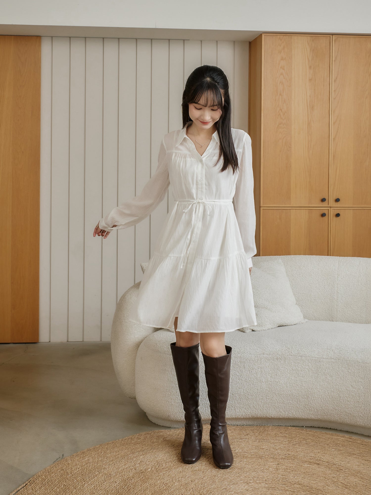 蛋糕襯衫連身裙（附打底裙）