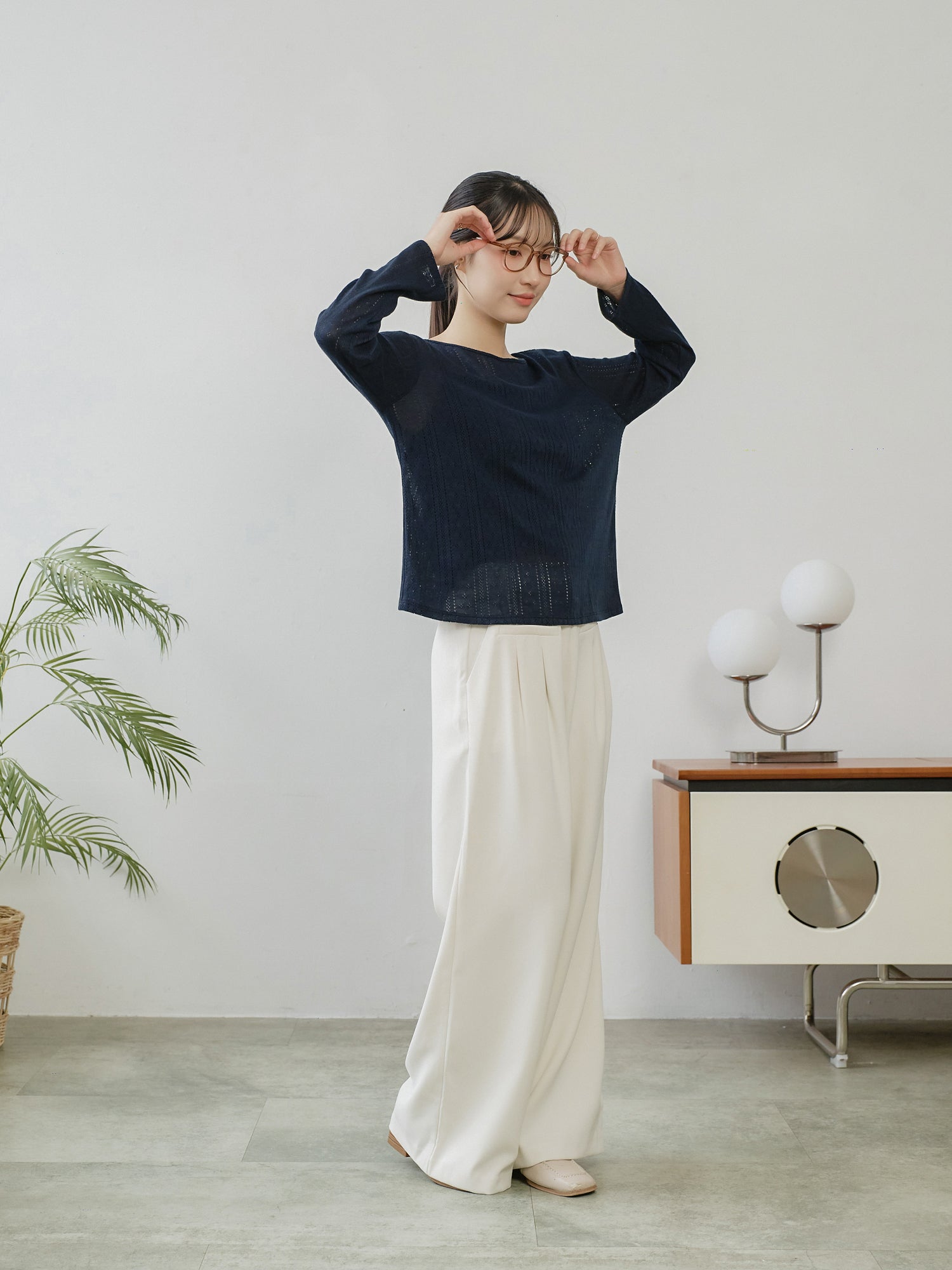 Tie Back Pointelle Sweater