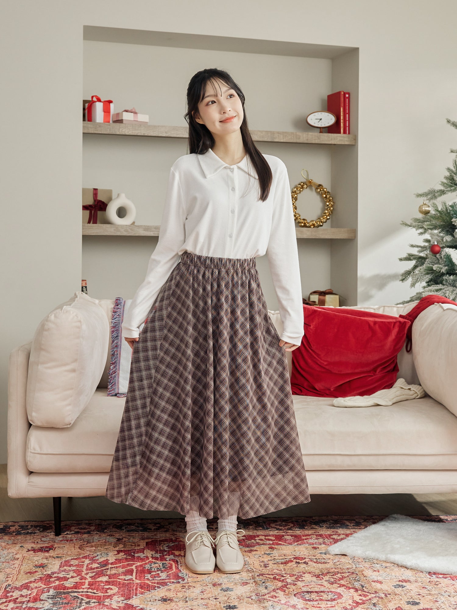 Plaid Mesh Mini Skirt