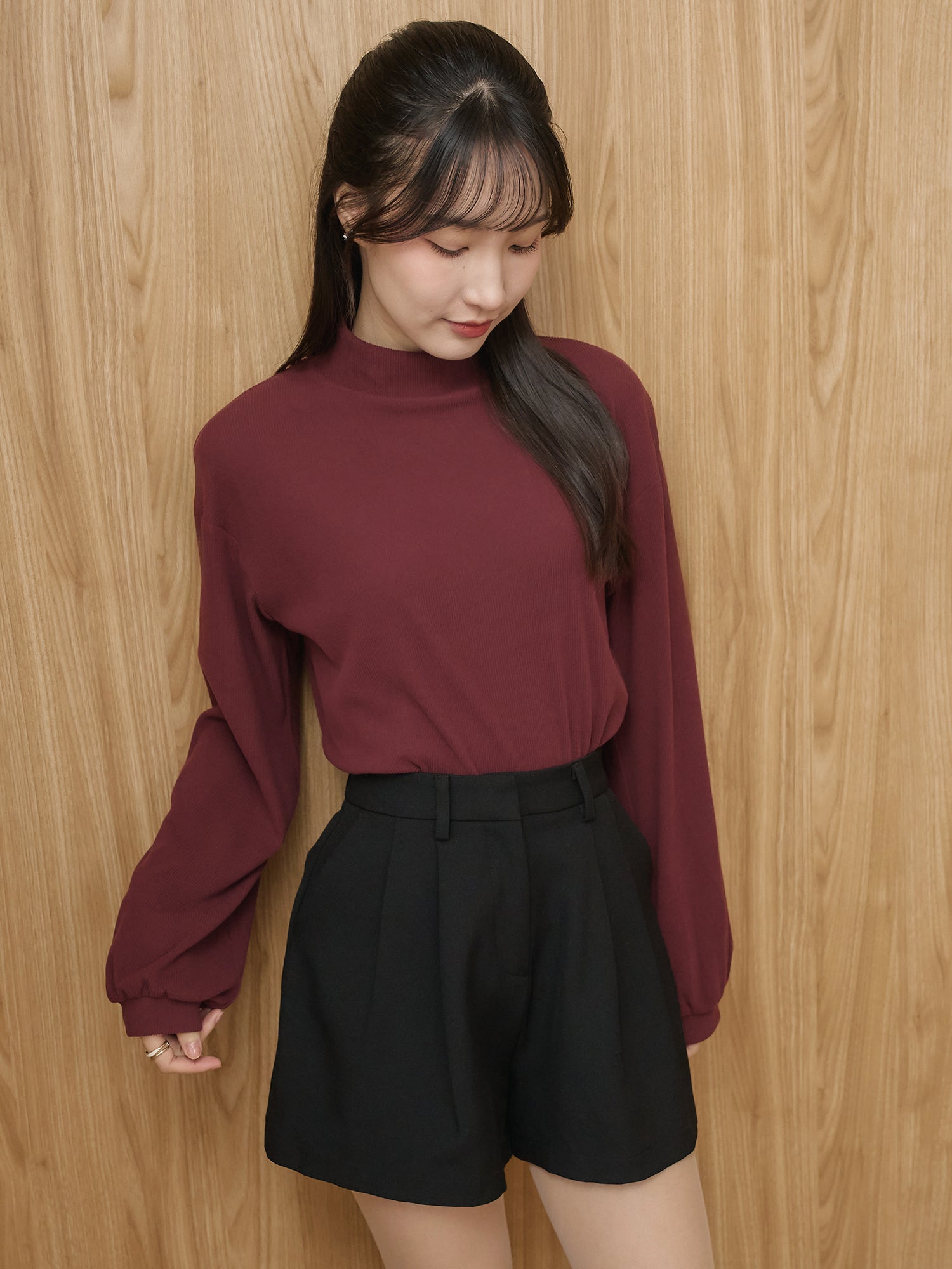 Ribbed High Neck Top