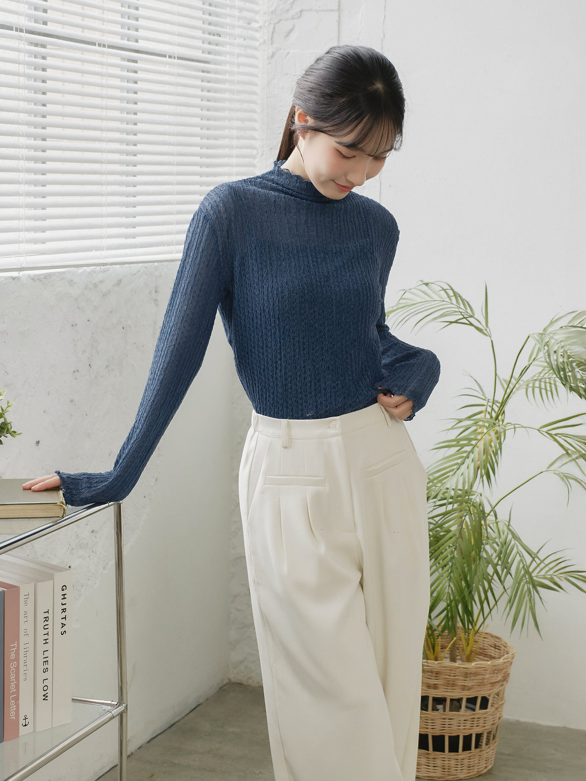 Lace High Neck Top