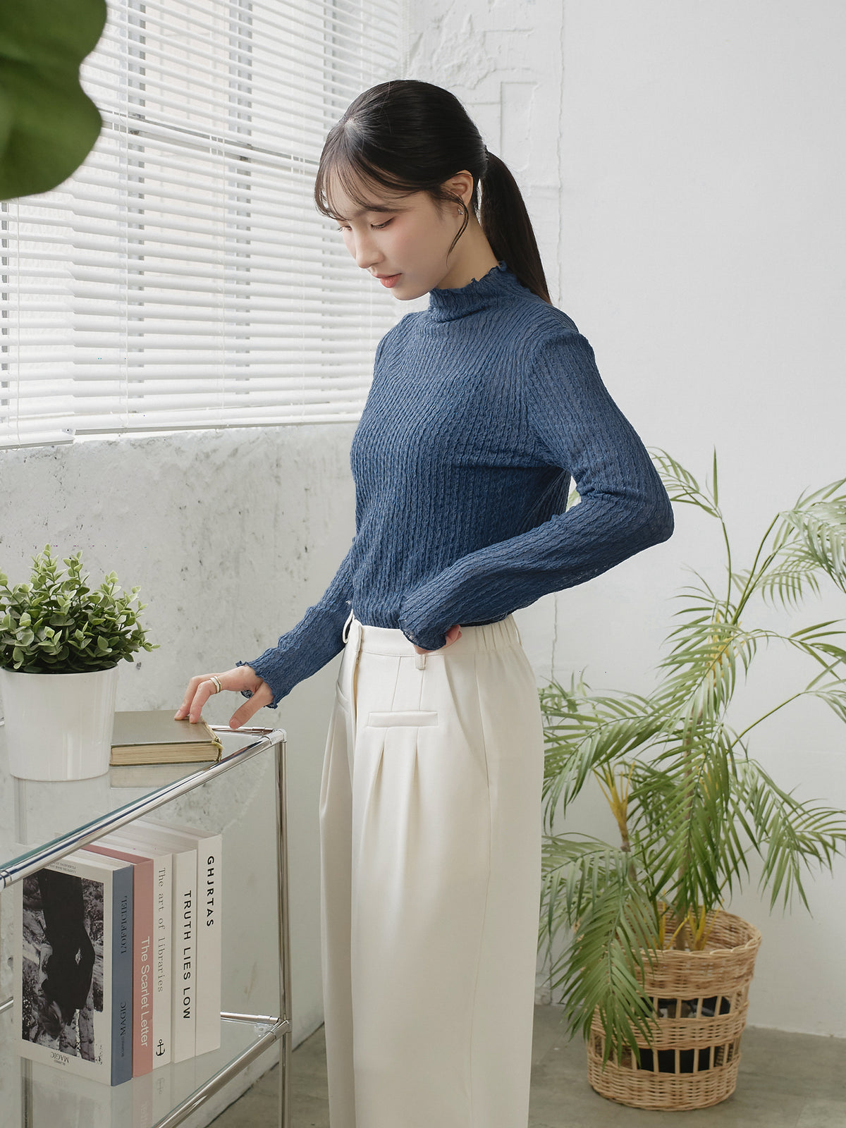 Lace High Neck Top