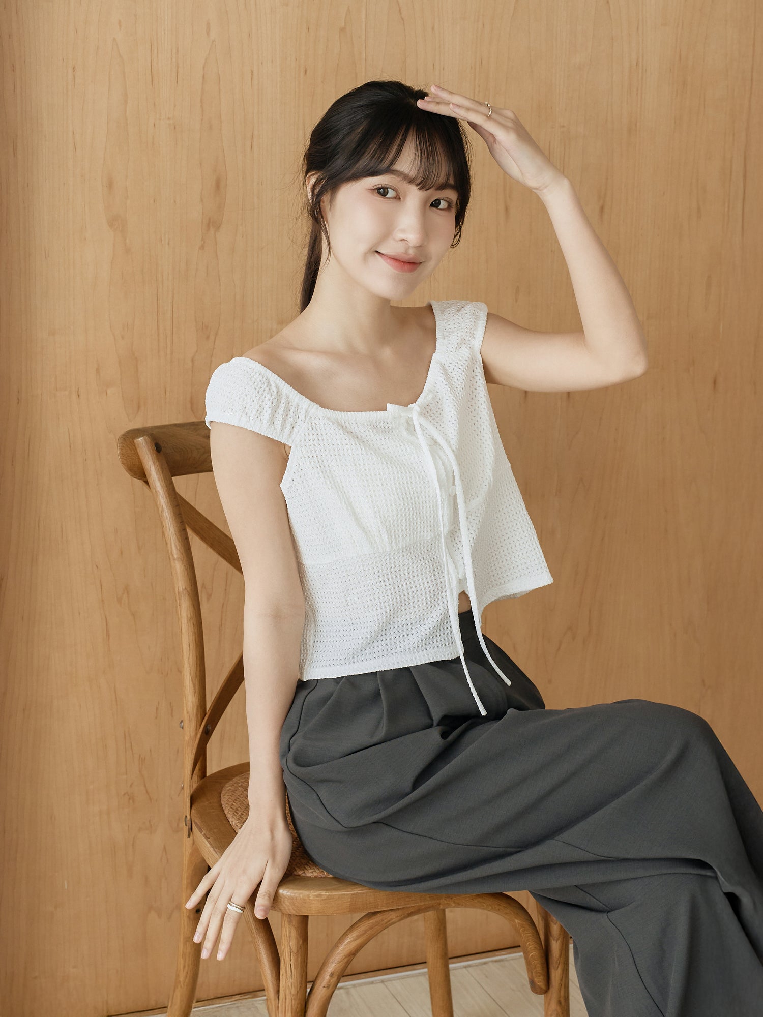 Seersucker Cap Sleeve Top