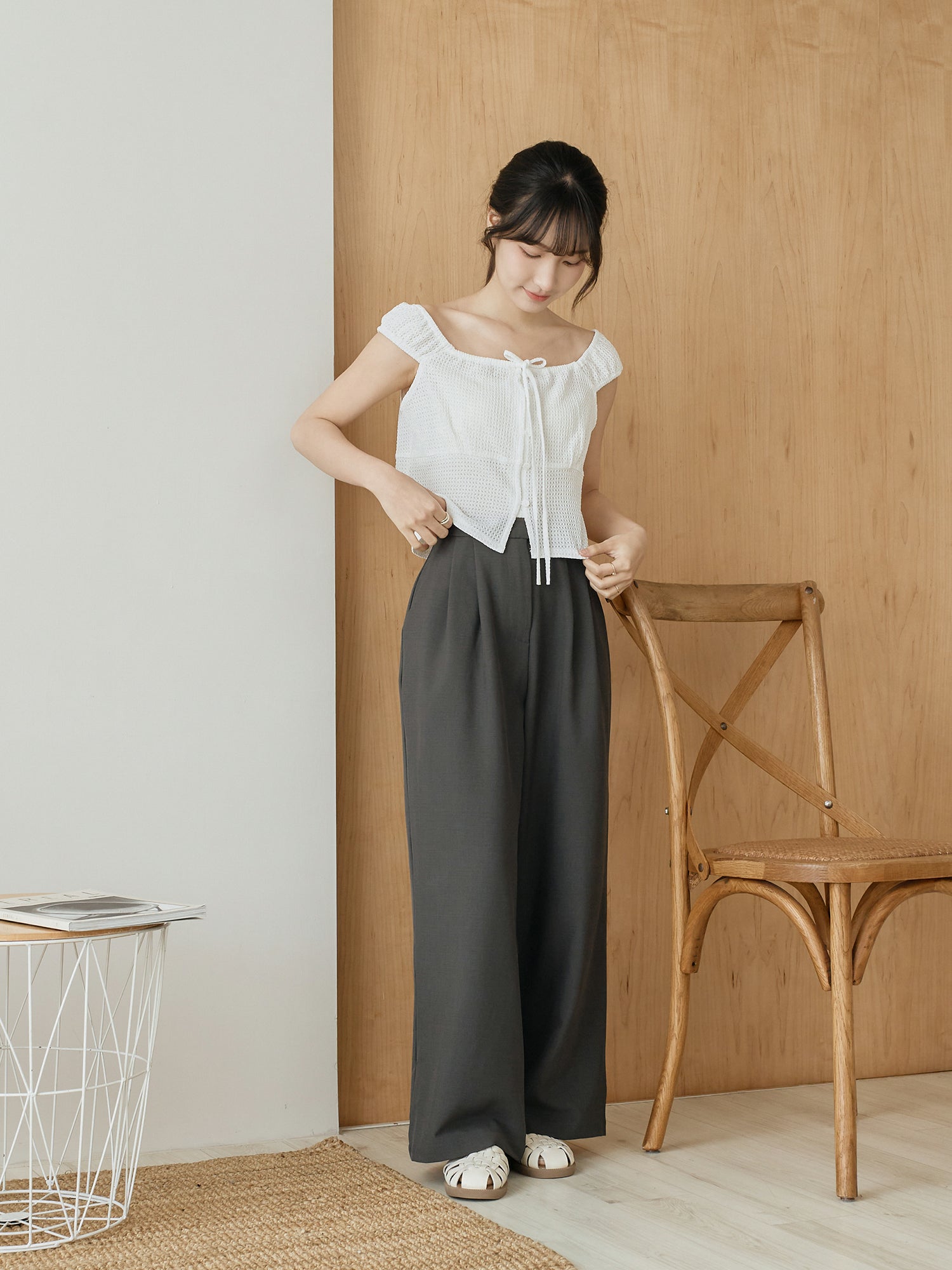 Seersucker Cap Sleeve Top