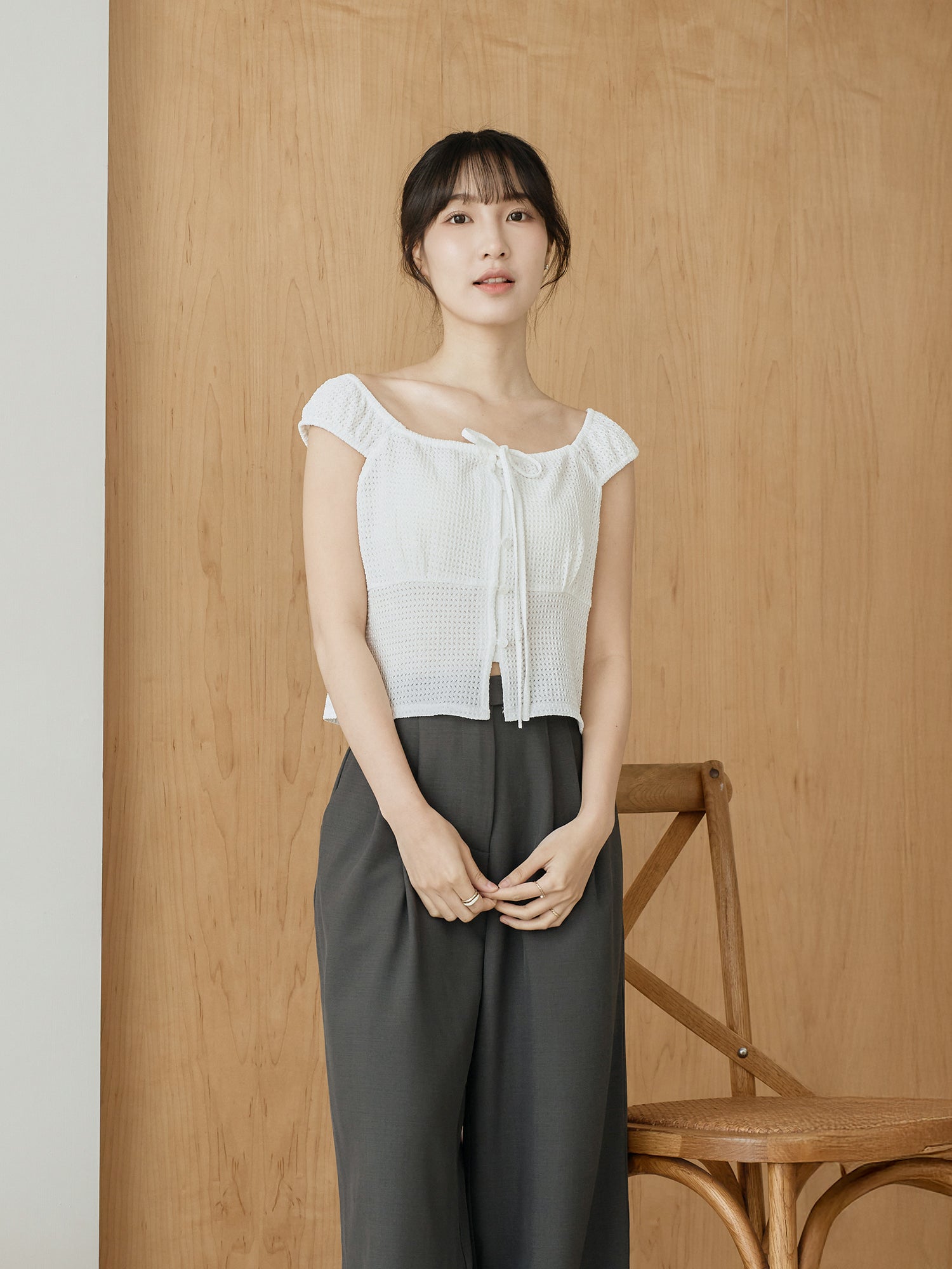 Seersucker Cap Sleeve Top