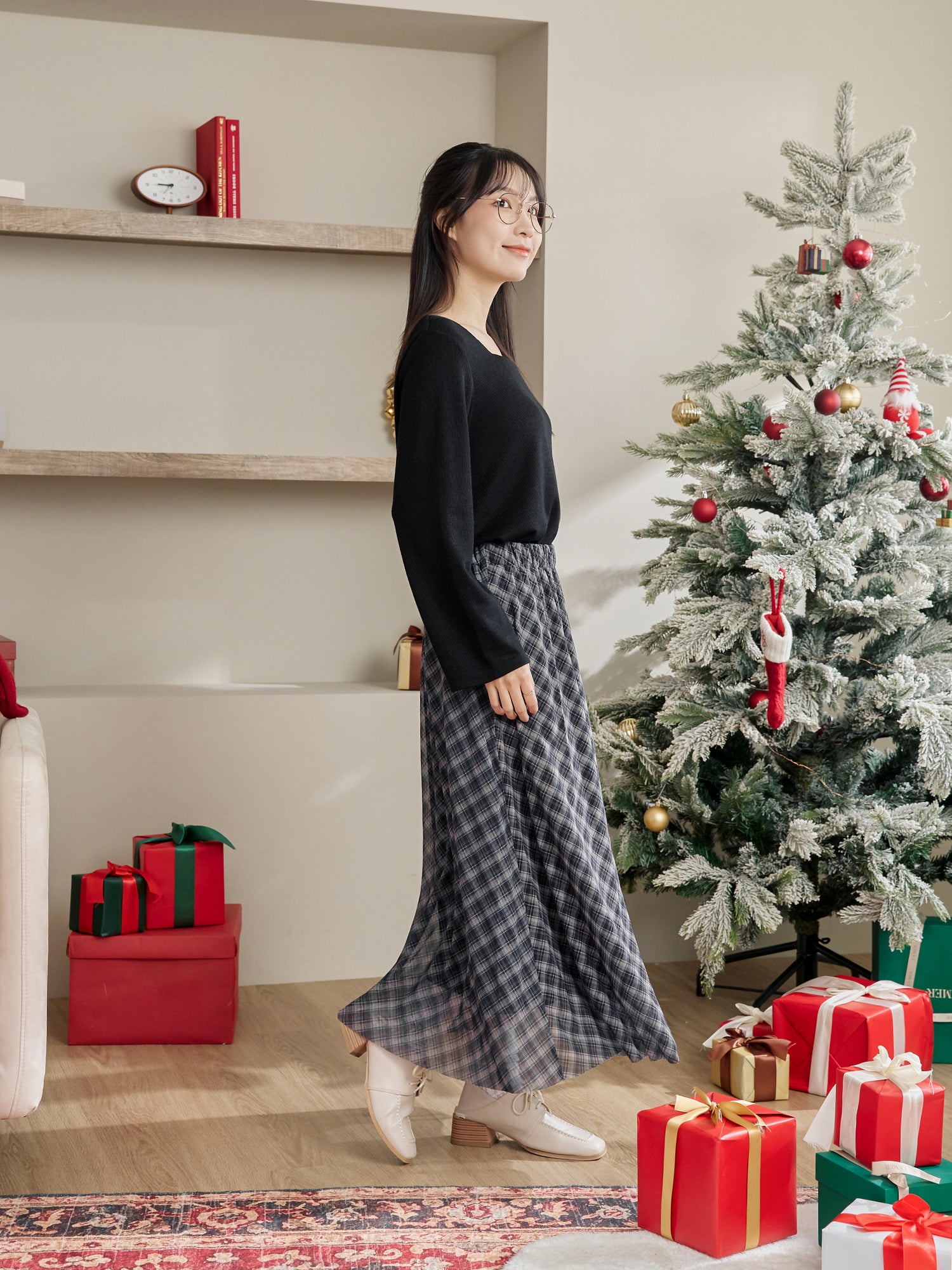 Plaid Mesh Mini Skirt