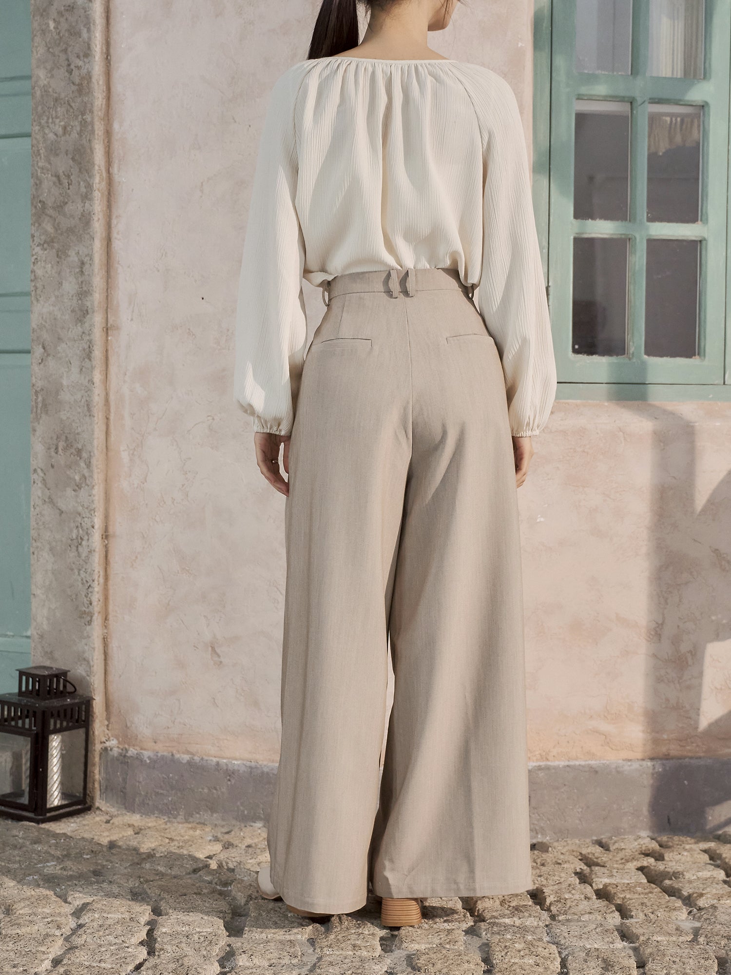 Pleated Wide Leg Trousers