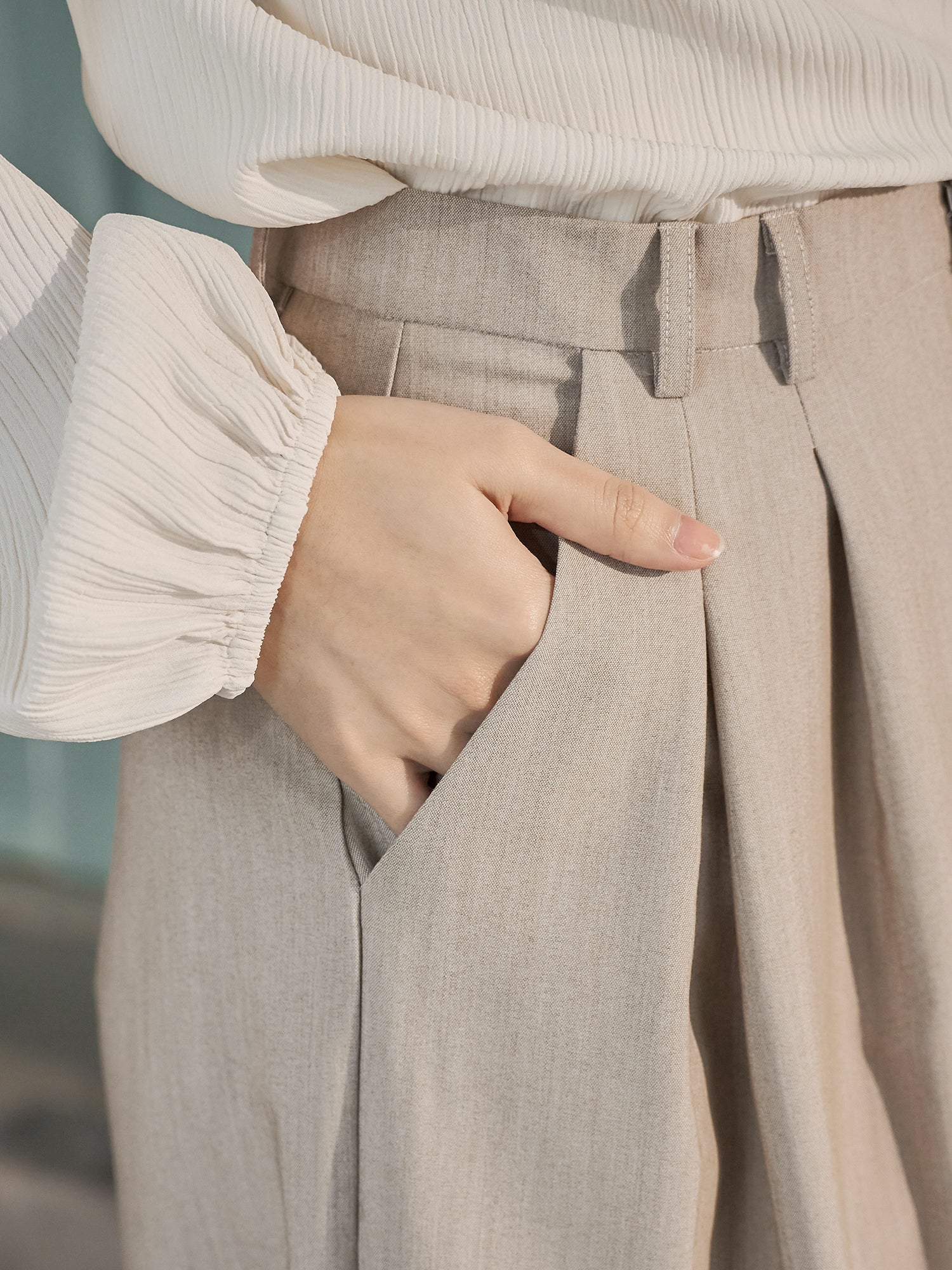 Pleated Wide Leg Trousers