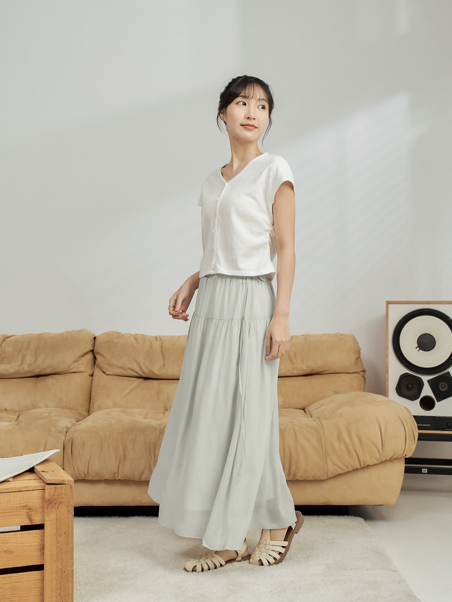 Side Tie Midi Skirt