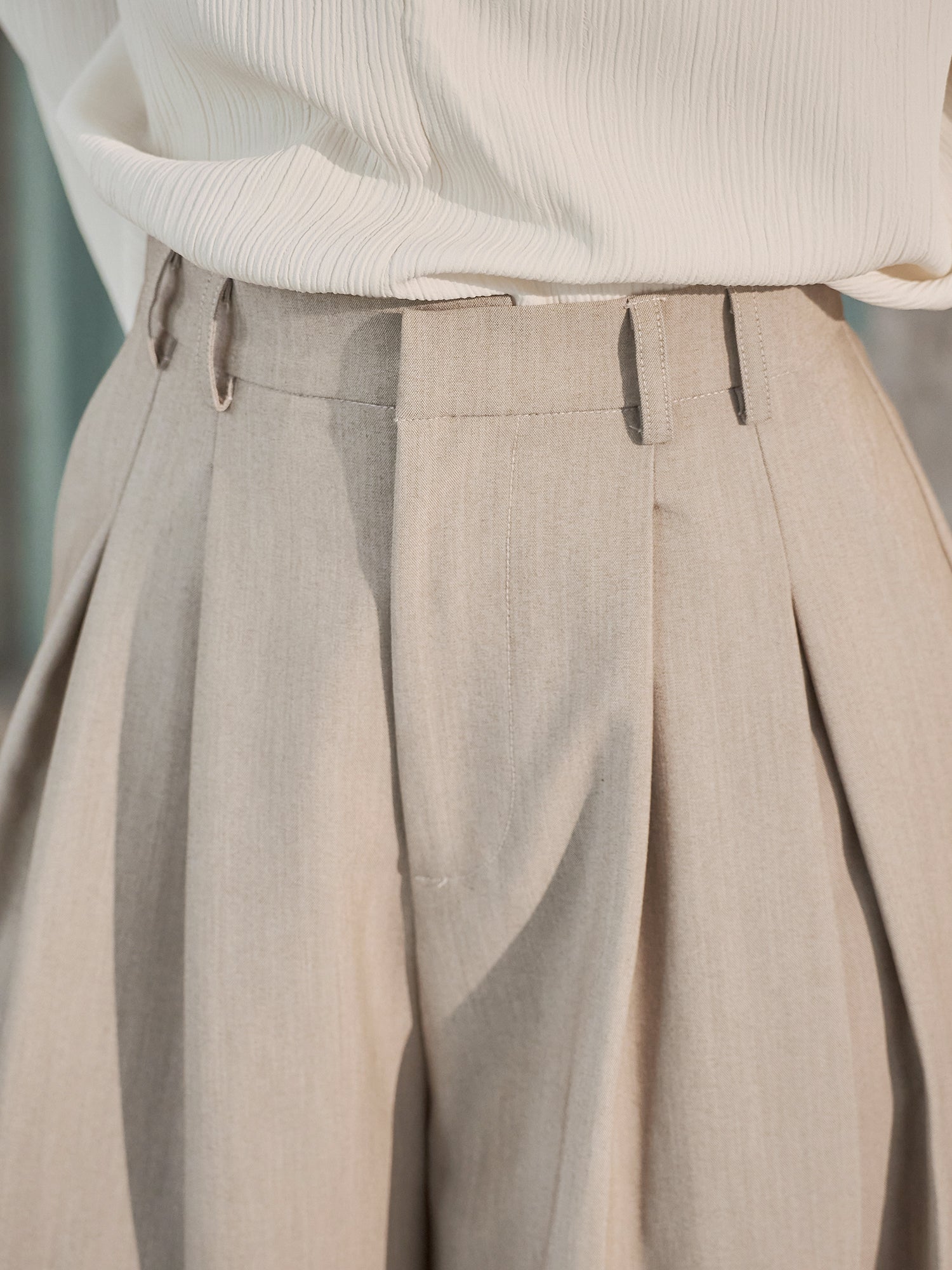 Pleated Wide Leg Trousers