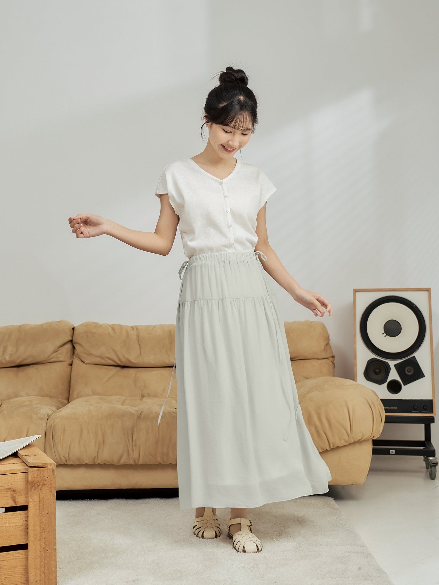 Side Tie Midi Skirt