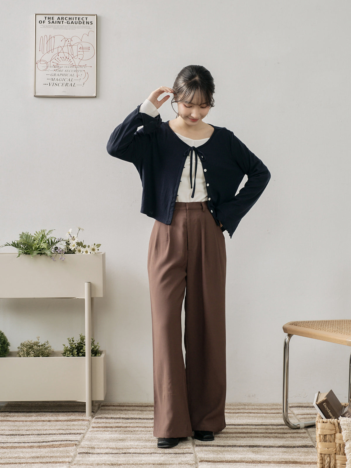 Romantic Buttoned Tie Knit Cardigan
