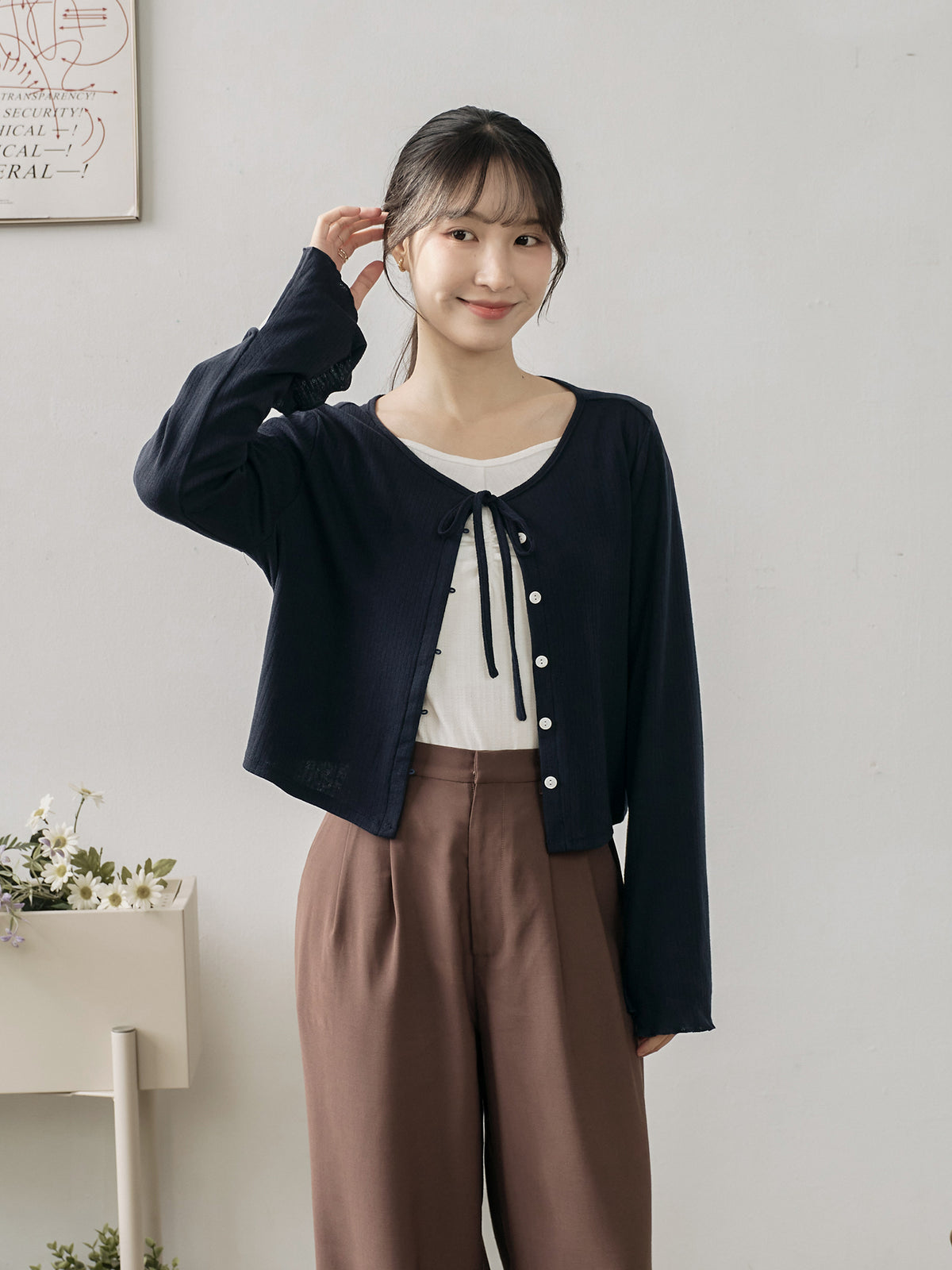 Romantic Buttoned Tie Knit Cardigan
