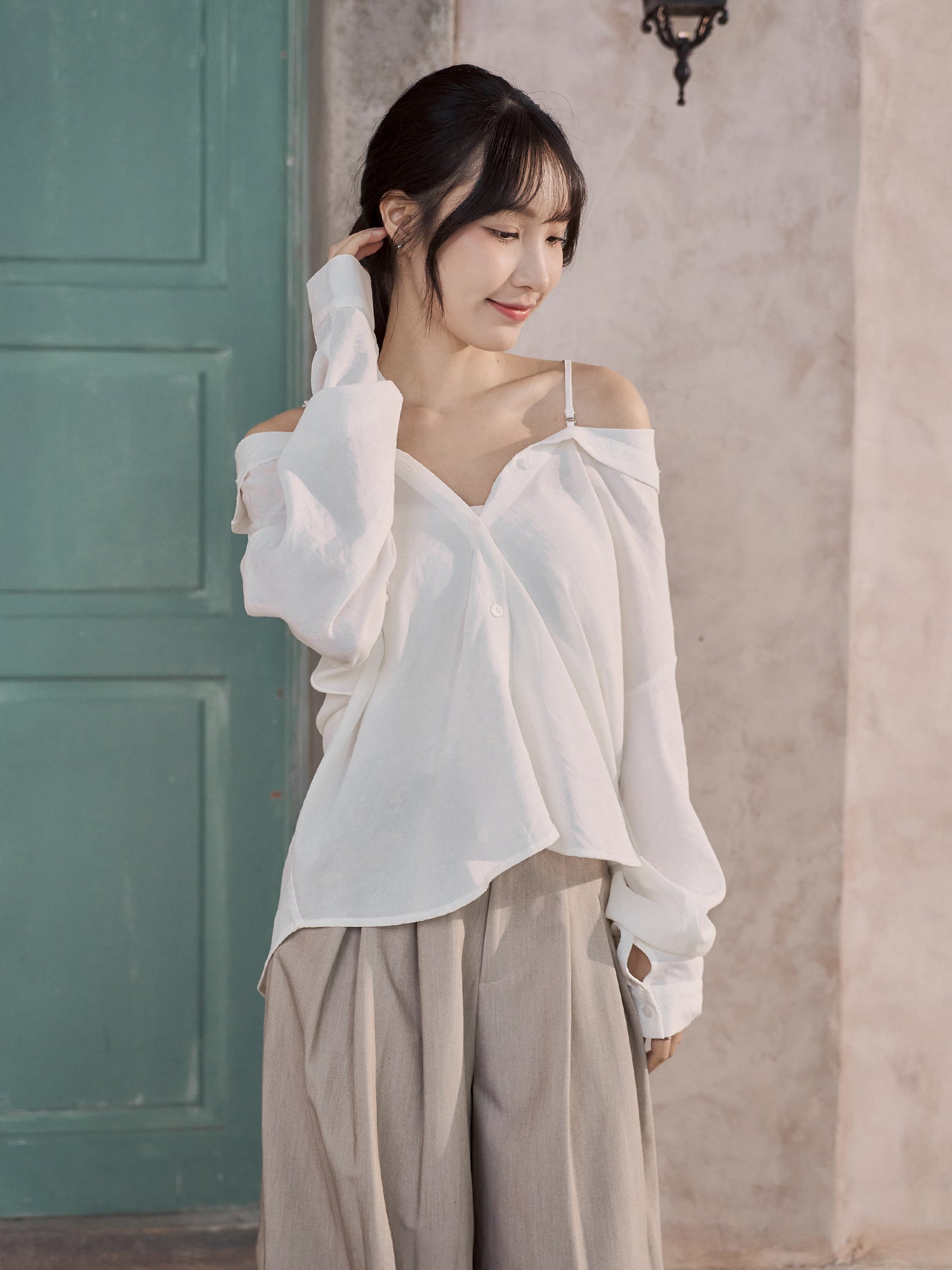 Two-Way Cold Shoulder Shirt