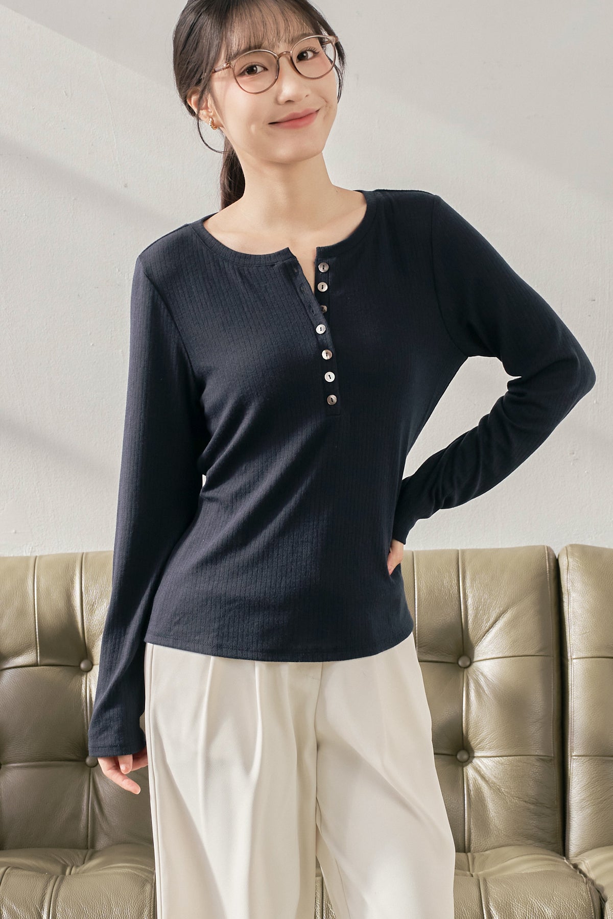 Long Sleeve Henley Top