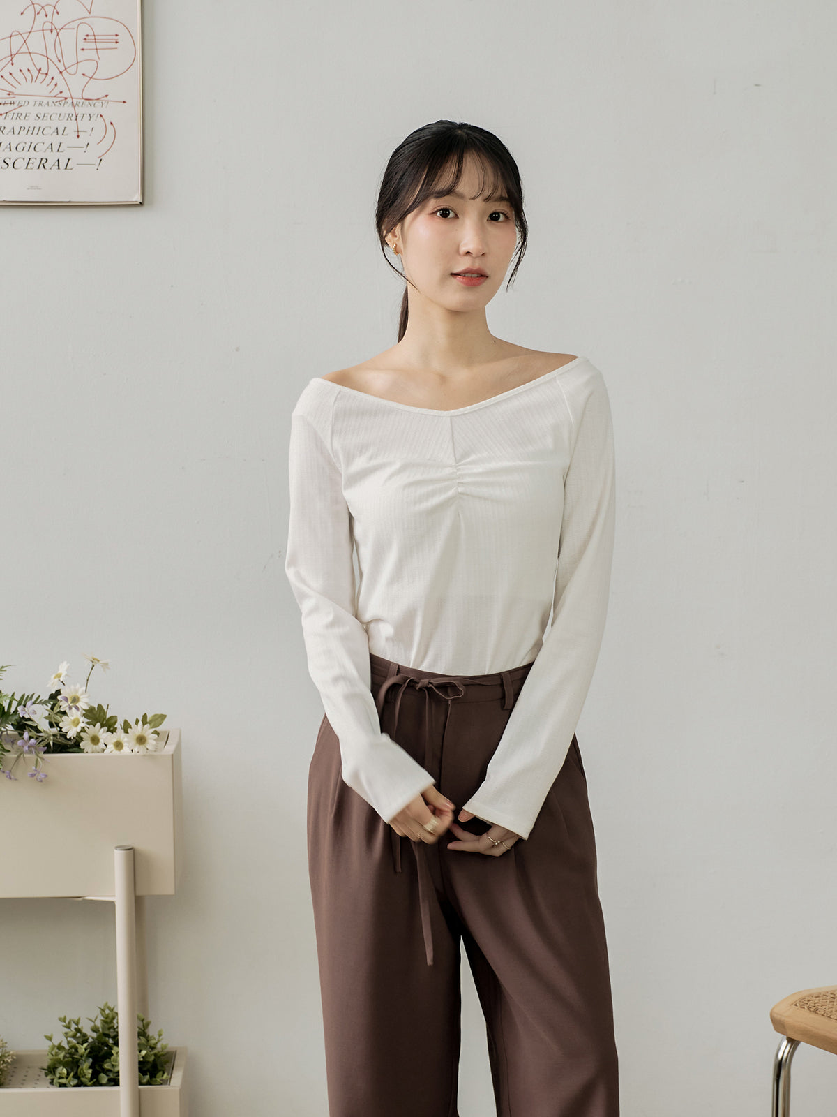 V-neck Front Gather Top