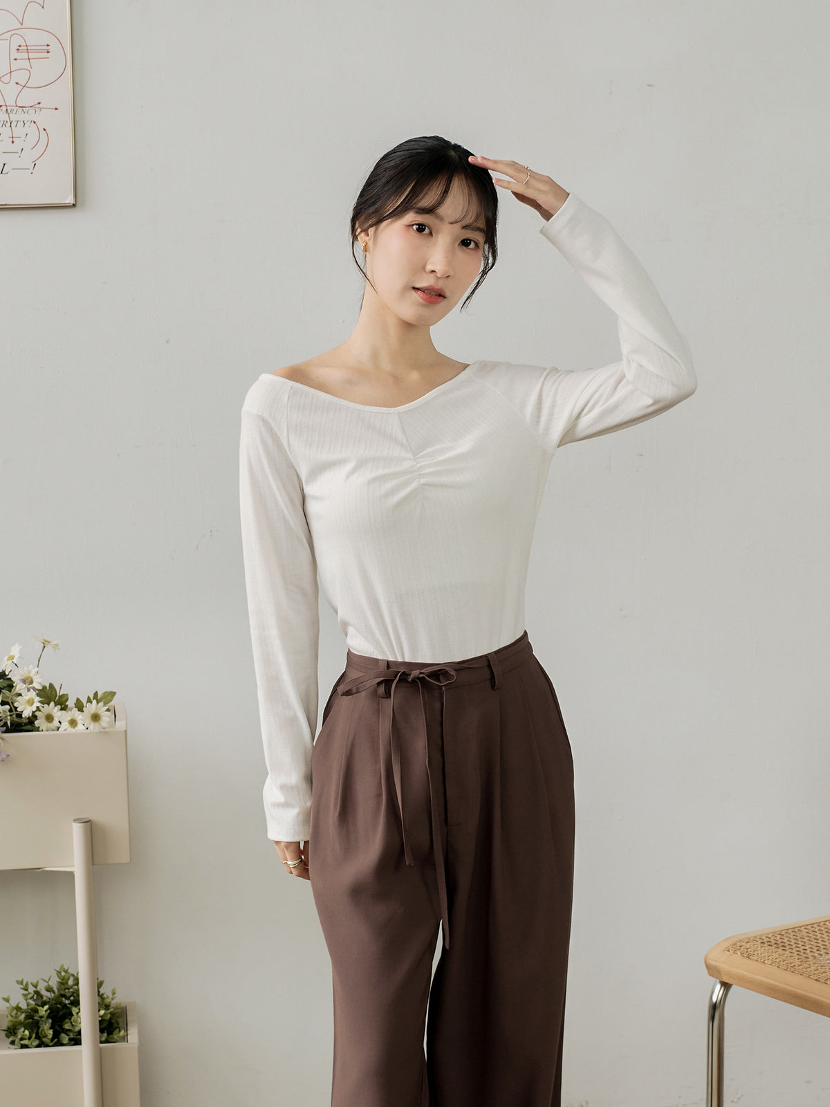 V-neck Front Gather Top