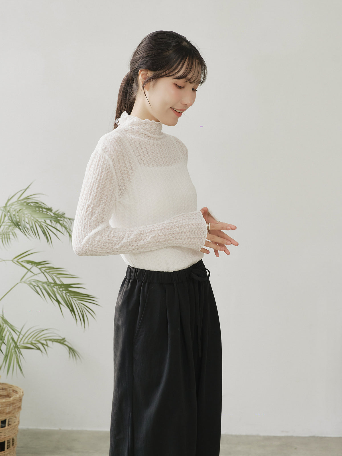 Lace High Neck Top