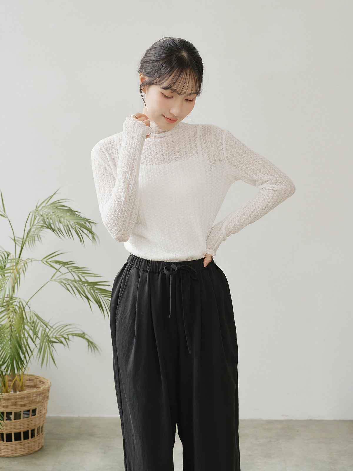 Lace High Neck Top