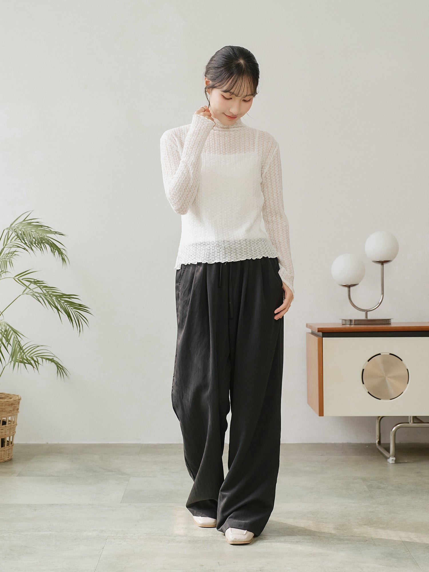 Pleated Elastic Waist Pants