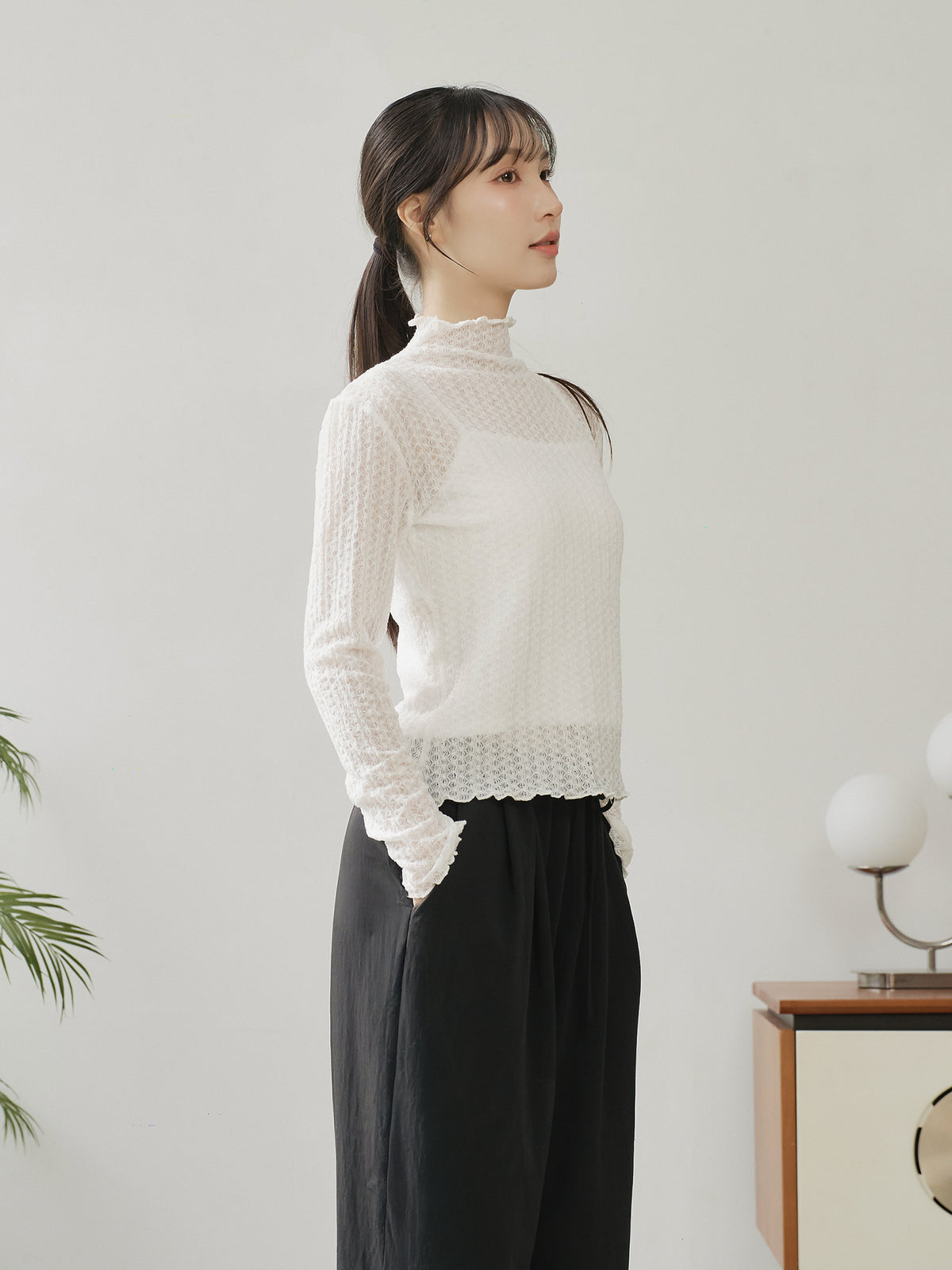 Lace High Neck Top
