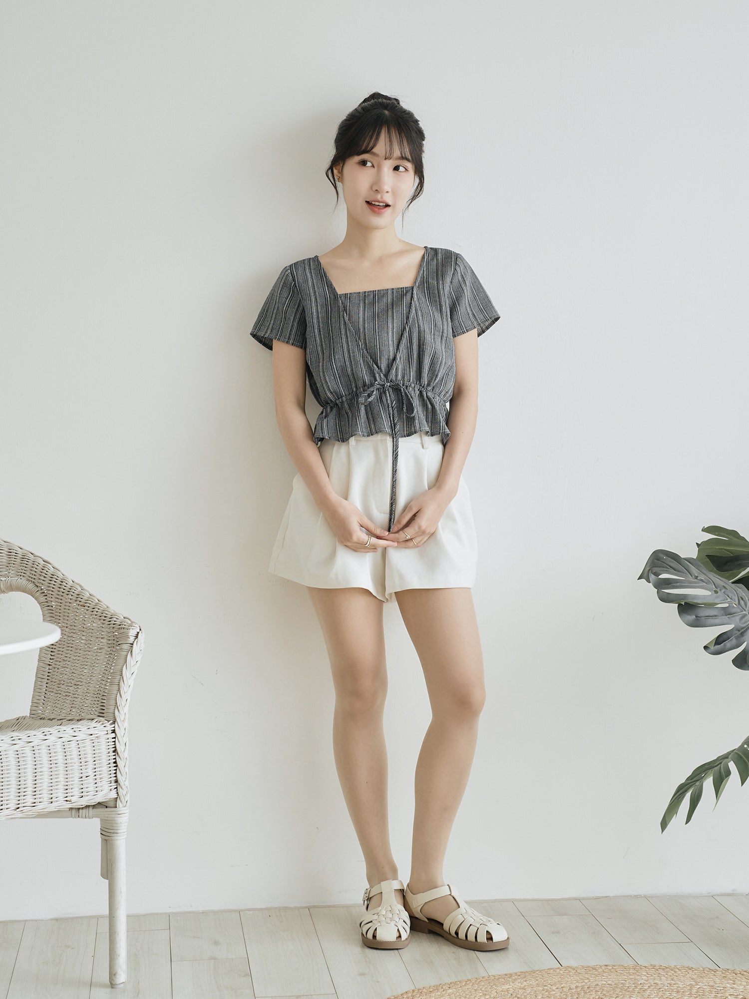 Striped Tie Waist Top