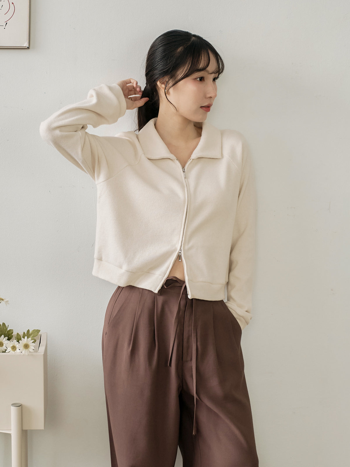 Soft Touch Cashmere Zip-Up Top