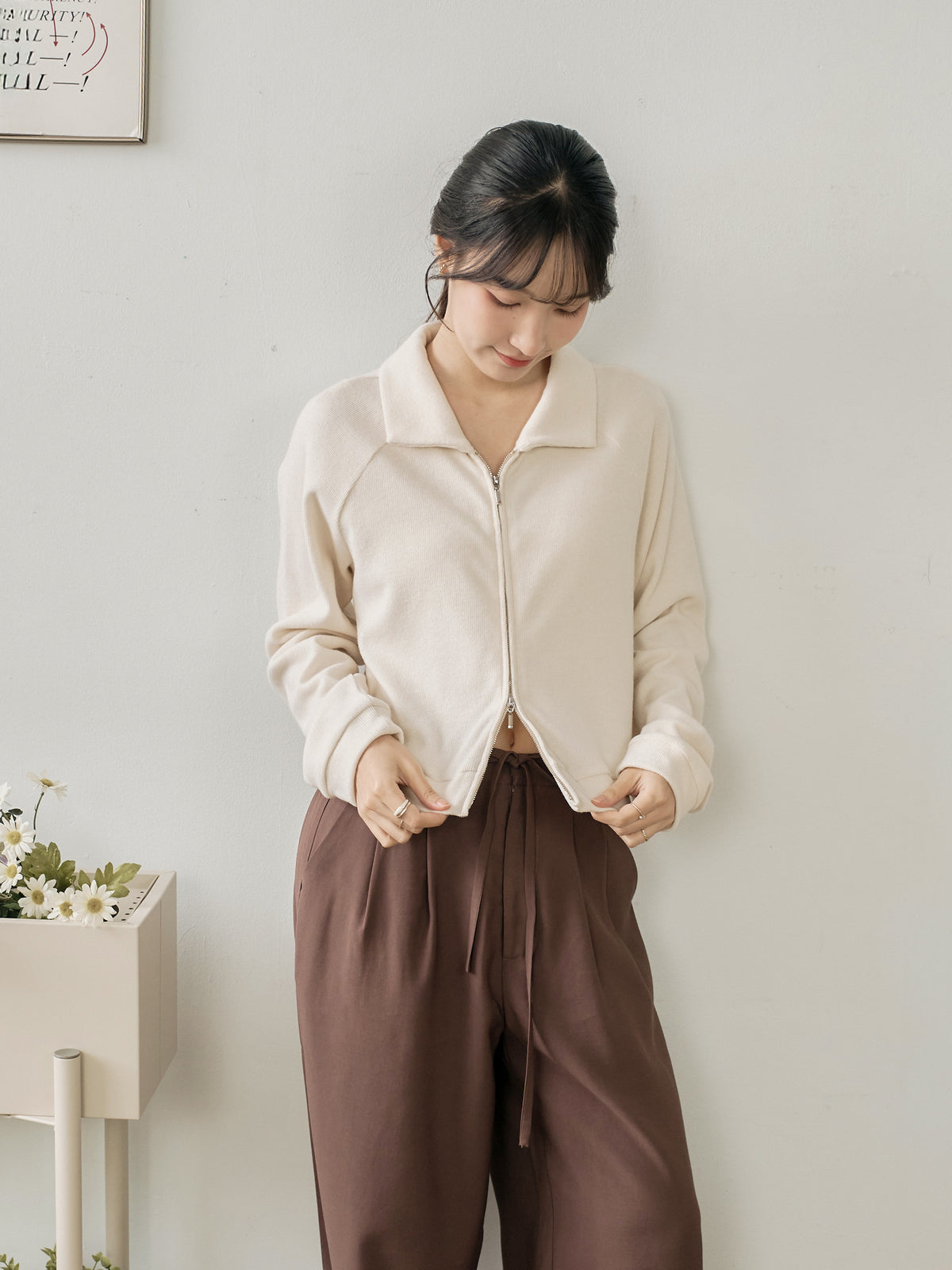Soft Touch Cashmere Zip-Up Top