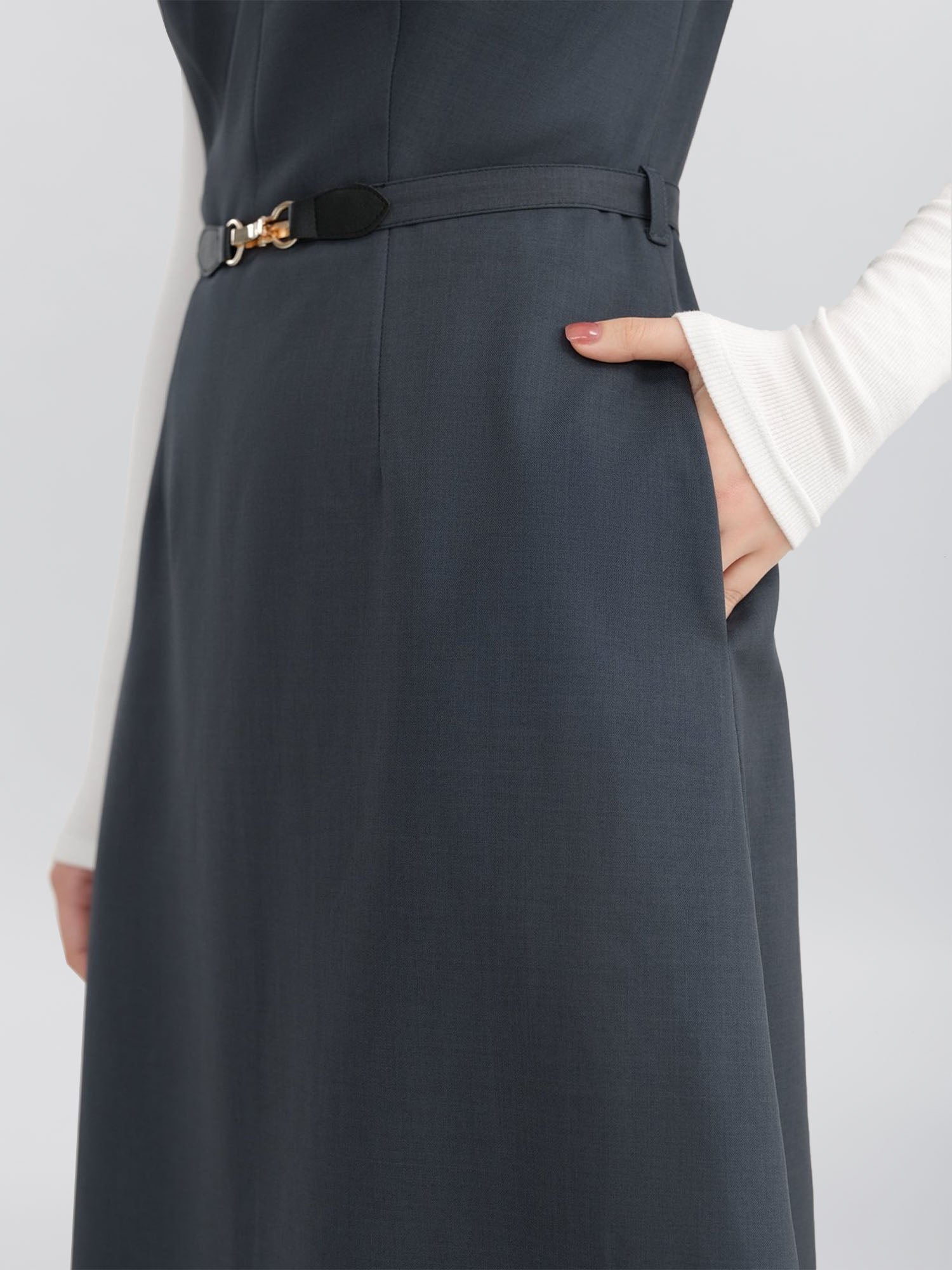 River Buckle Midi Dress