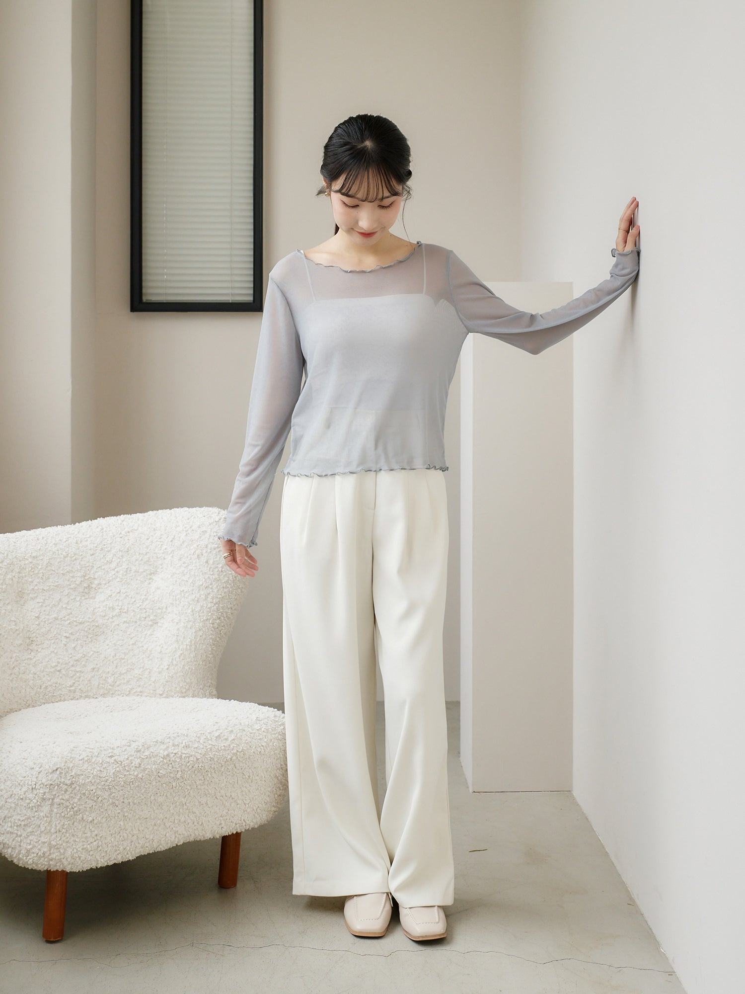 Soft Ruffle Sheer Top