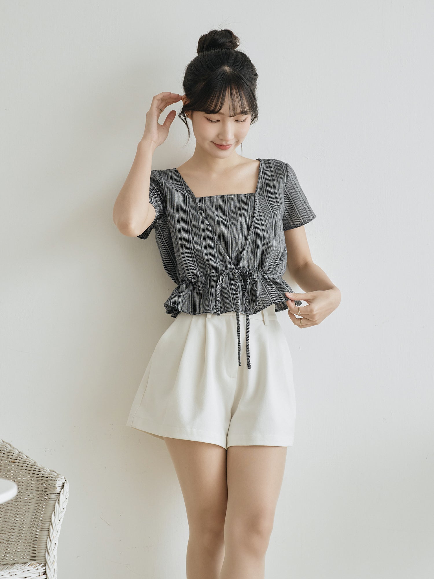 Striped Tie Waist Top