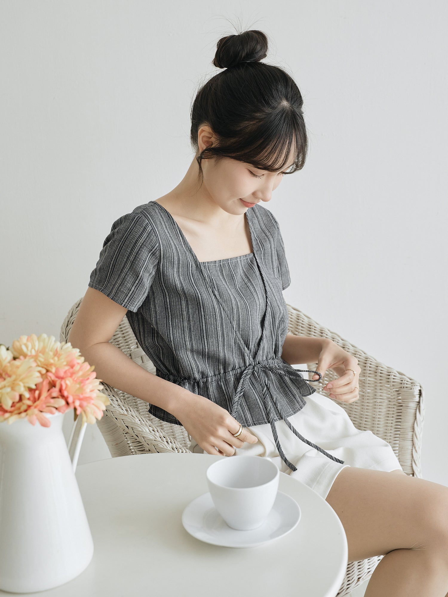Striped Tie Waist Top